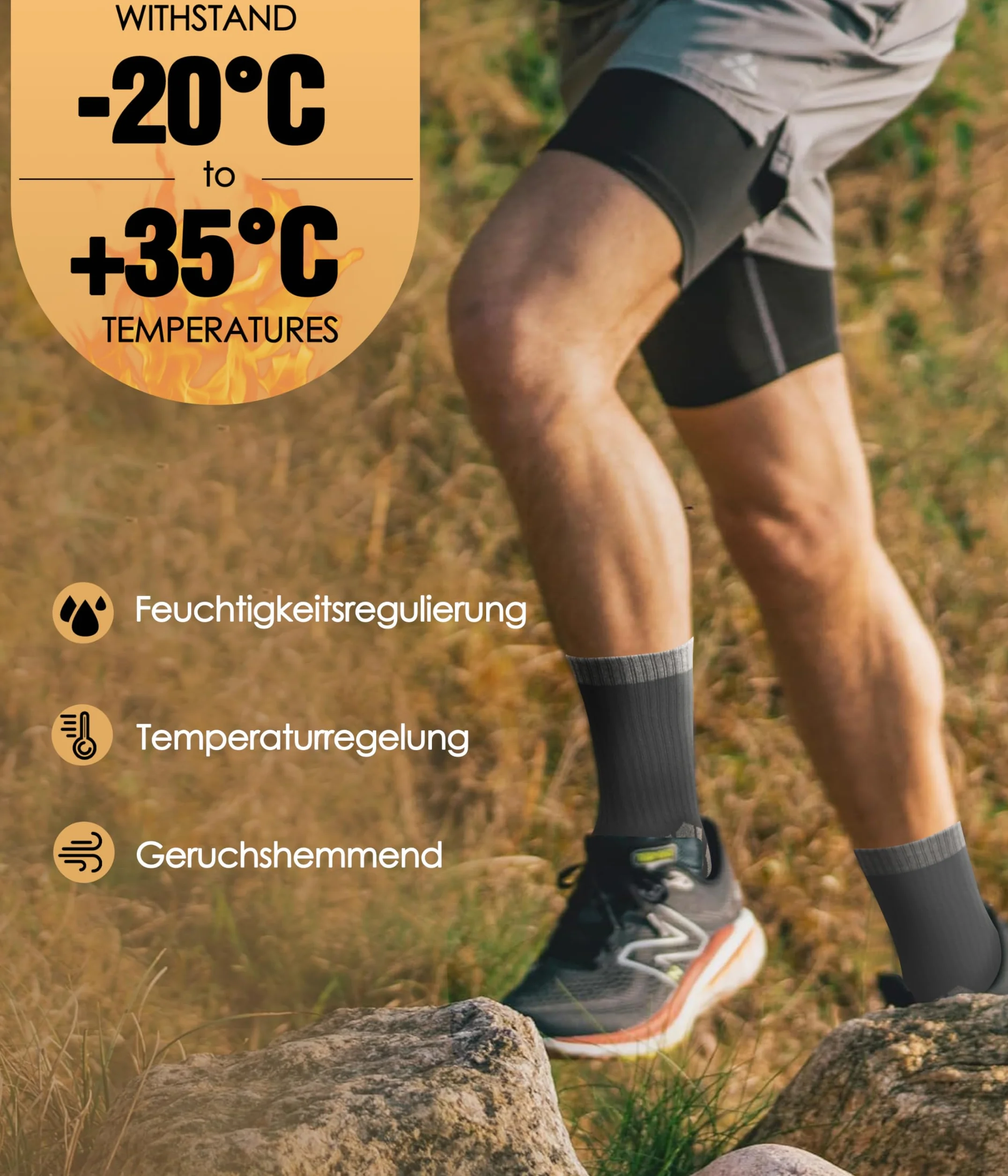 FORVEVO Skarpety trekkingowe z merynosów, męskie i damskie, 3 pary, 60% wełniane skarpety męskie, wyściełane, termiczne skarpety zimowe, skarpety sportowe do trekkingu i aktywności na świeżym