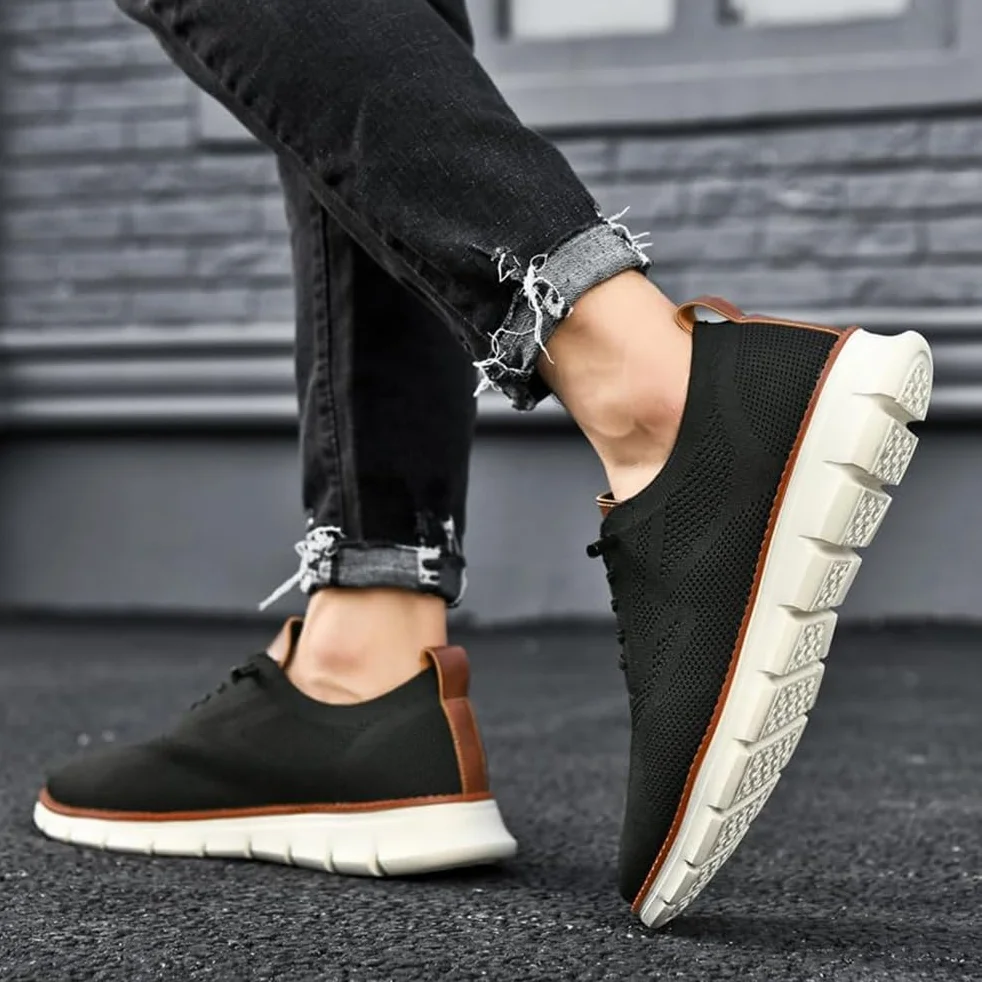 Męskie buty na co dzień, oddychające lekkie buty sportowe buty siatkowe, oksfordy sznurowane biznesowe buty do chodzenia