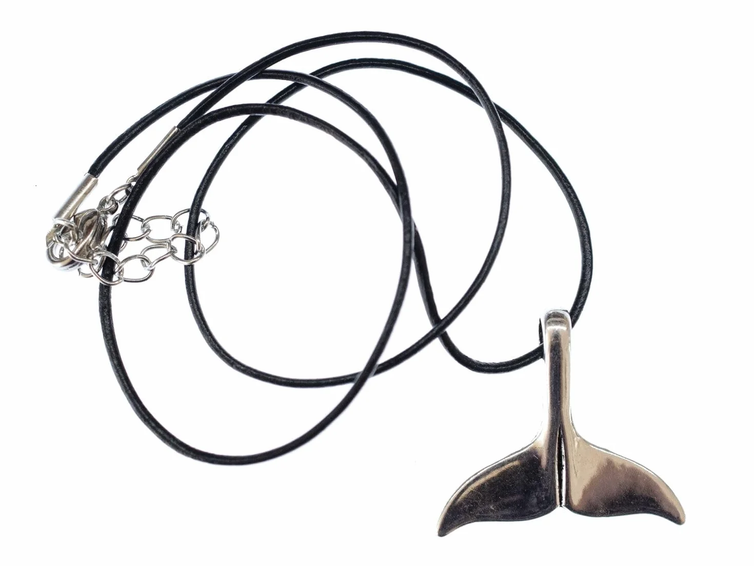 Miniblings Skórzany naszyjnik z płetwą wieloryba 45 cm klapa ryba morze ocean zwierzę delfin, 30mm, Metal Skóra, Nieznany