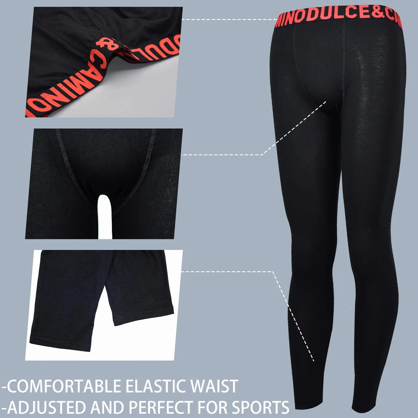 DOUBLE M – pakiet 1 lub 2 spodnie sportowe męskie spodnie wewnętrzne rajstopy sportowe spodnie zimowe spodnie sportowe długie spodnie sportowe męskie legginsy sportowe, Pakiet 1 czarny, L-XL