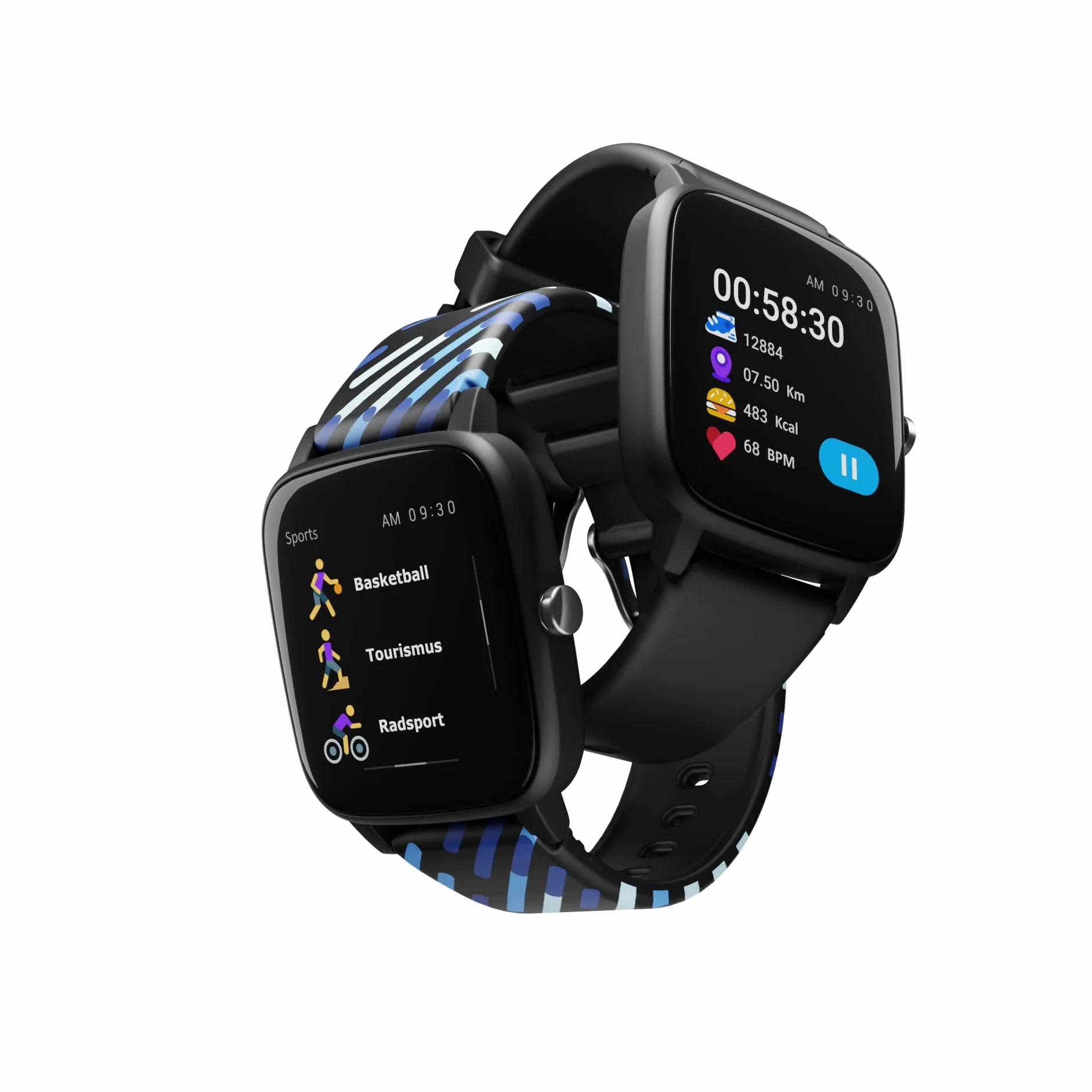 Lamax BCool dziecięcy smartwatch, zegarek dla dzieci, język włoski, czas trwania do 7 dni, krokomierz, pomiar tętna, analiza snu, IP68, 4 gry, dwa paski (czarny)