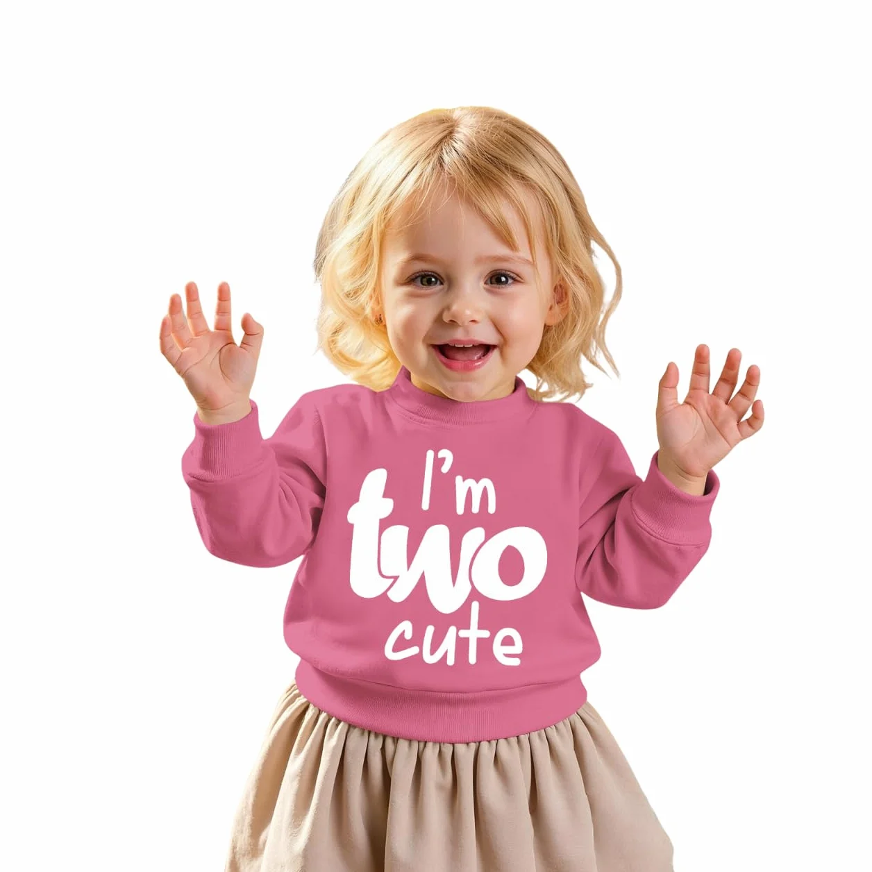 CM C&M WODRO 2. Urodzinowa bluza dla dziewczynek I'm Two Cute Drukarka Sweter Drugie urodziny Sweter Dziecięcy Urodziny Stroje Jesień Zima Odzież dziecięca Okrągły dekolt Koszulka z długim rękawem