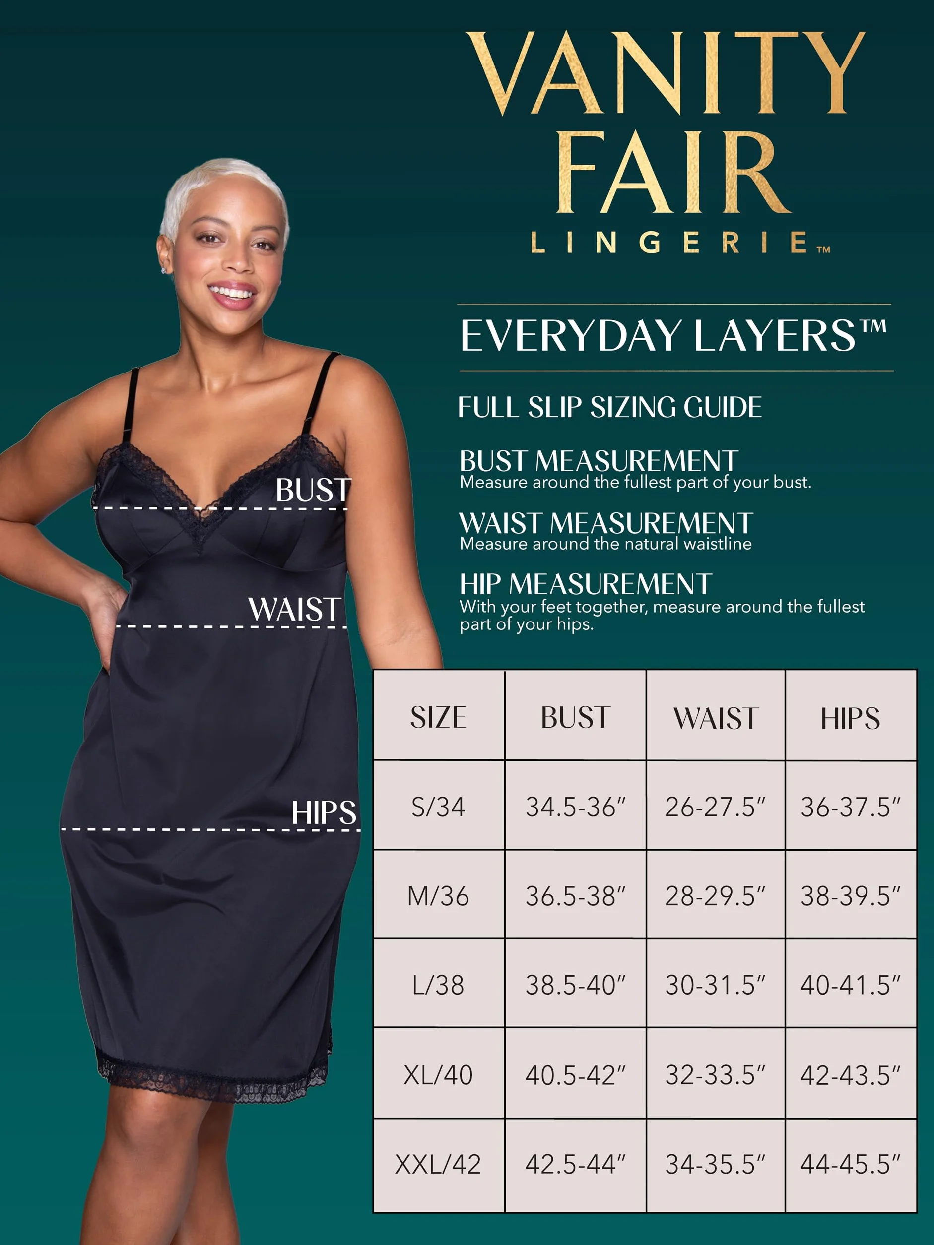 Vanity Fair Full Slip Kobiety Nylon Full Slips