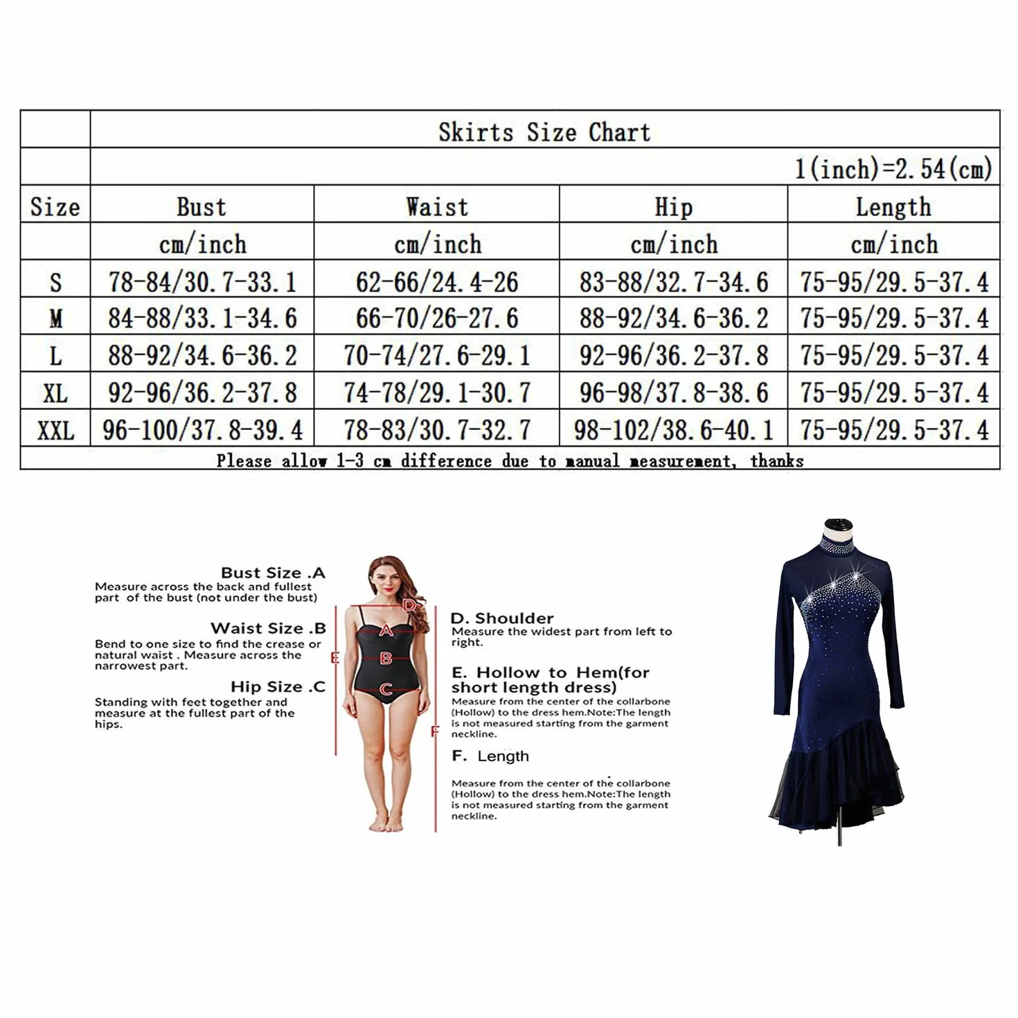 Wysoka Neck Latin Dance Dress dla kobiet Hollow Backless Cha Cha kostiumy z długim rękawem sala balowa wydajność sukienki do tańca Flamenco Waltz Dance Practice spódnice