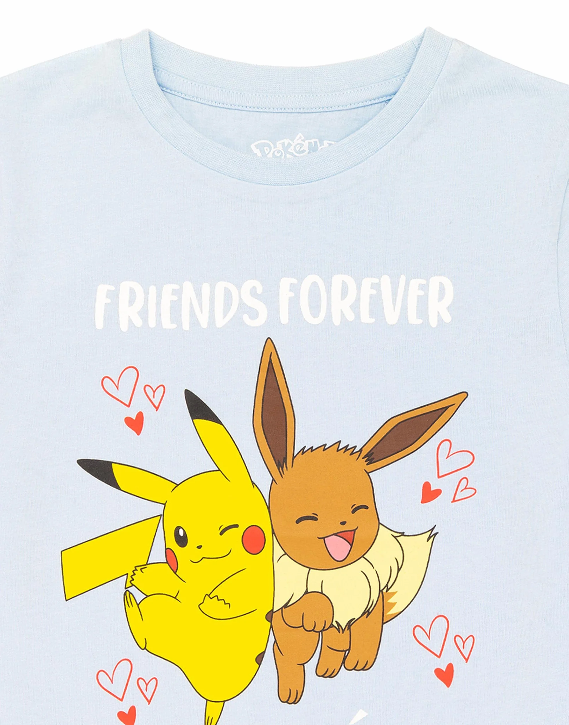 Pokemon T-shirt Koszulka Dziewczęca Pikachu Eevee Przyjaciele Gra Niebieski Top