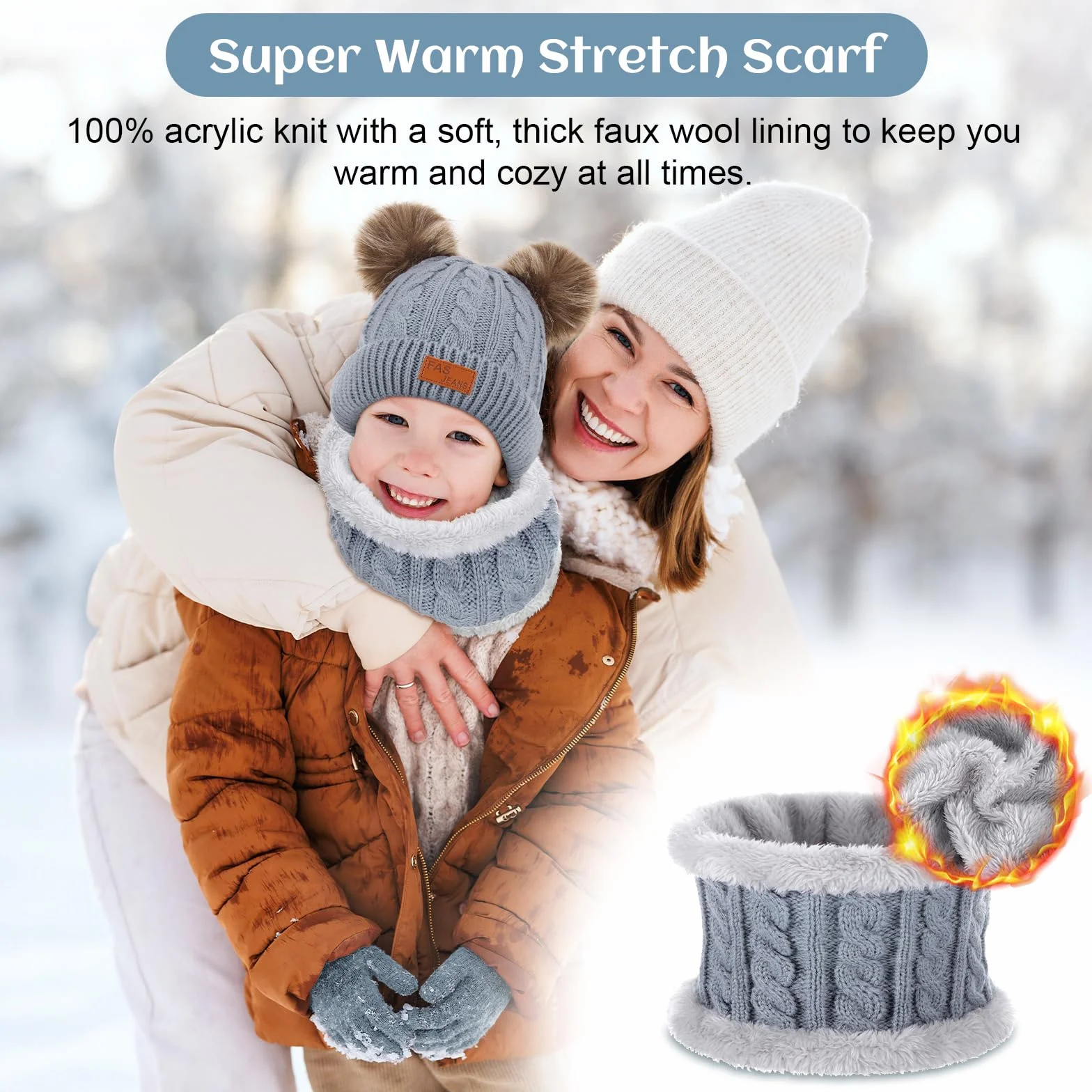 Zestaw czapek szalików i rękawiczek dla dzieci, termiczny dziewczęcy czapka beanie szalik rękawiczki zestaw, 3 w 1 zimowe rękawiczki z szalikiem dla chłopców i dziewcząt 1-5 lat