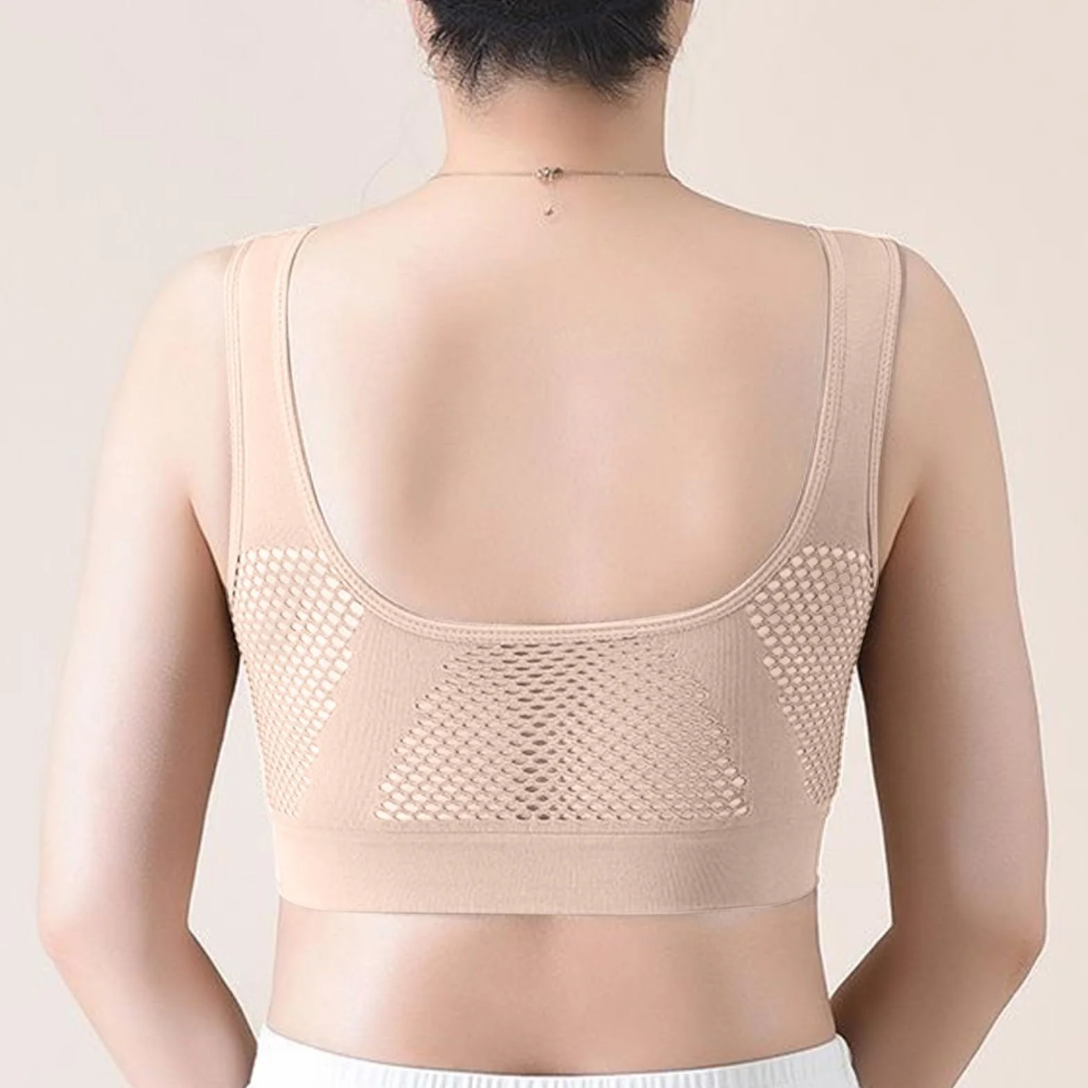 Biustonosze damskie miękkie oddychające skondensowana bielizna wygodna wewnątrz fiszbiny środkowa mama kamizelka sportowa nylon biustonosz zapięcie z przodu biustonosze sportowe dla kobiet UK