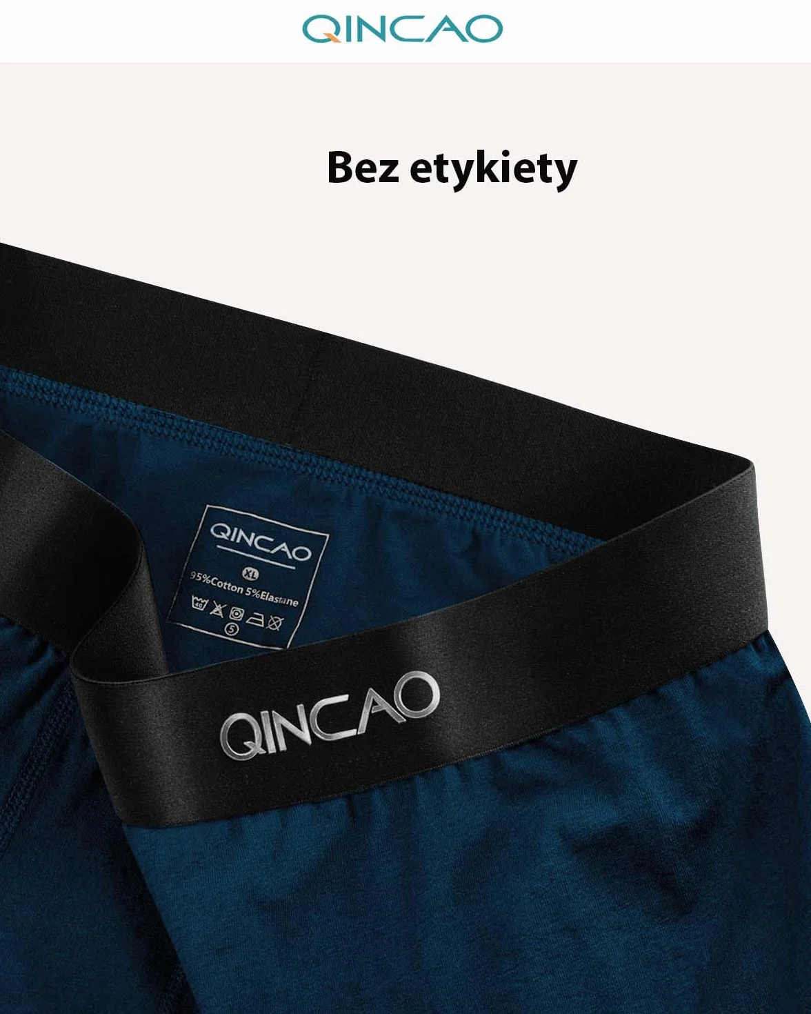 QINCAO Męskie bokserki, opakowanie 3 sztuki, komfortowe, przepuszczalne dla powietrza i bez etykiet, przenośne opakowanie na podróż