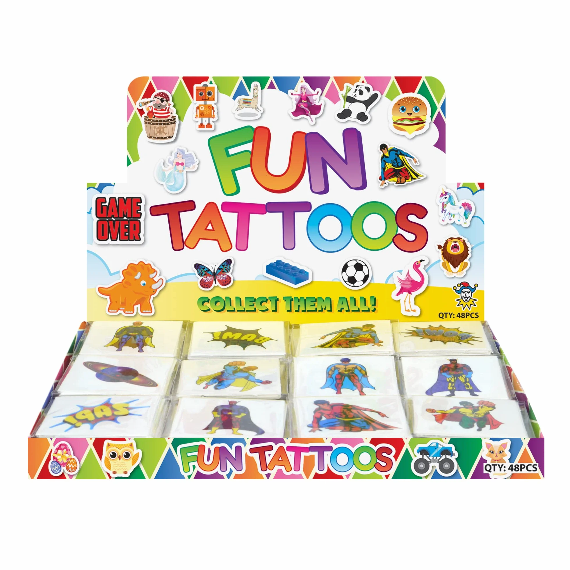 24 Temporary super hero tattoos children kids goody party pinatta fillers