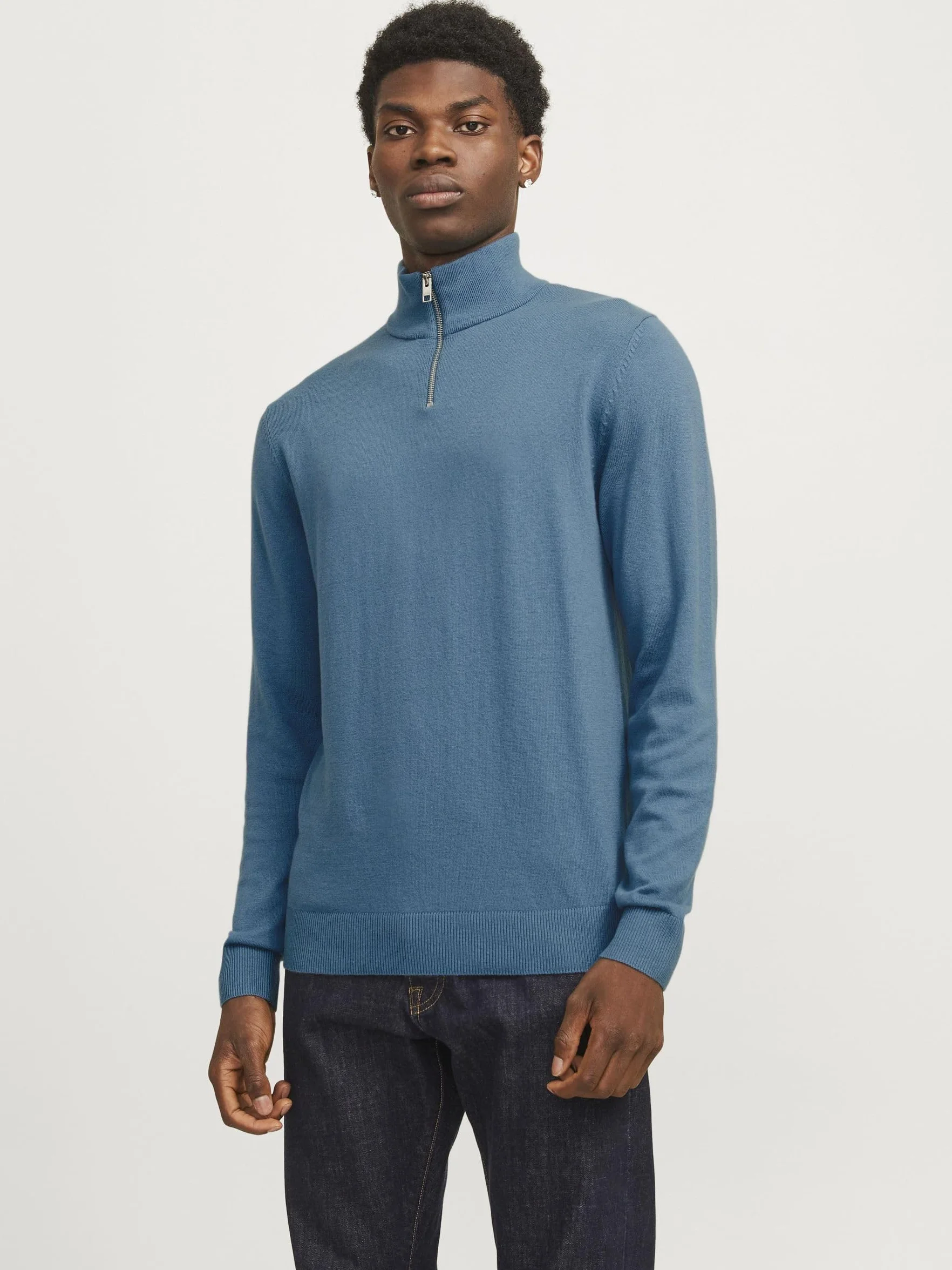 Jack & Jones JJEEMIL Knit Half Zip Noos, Oceanview, S