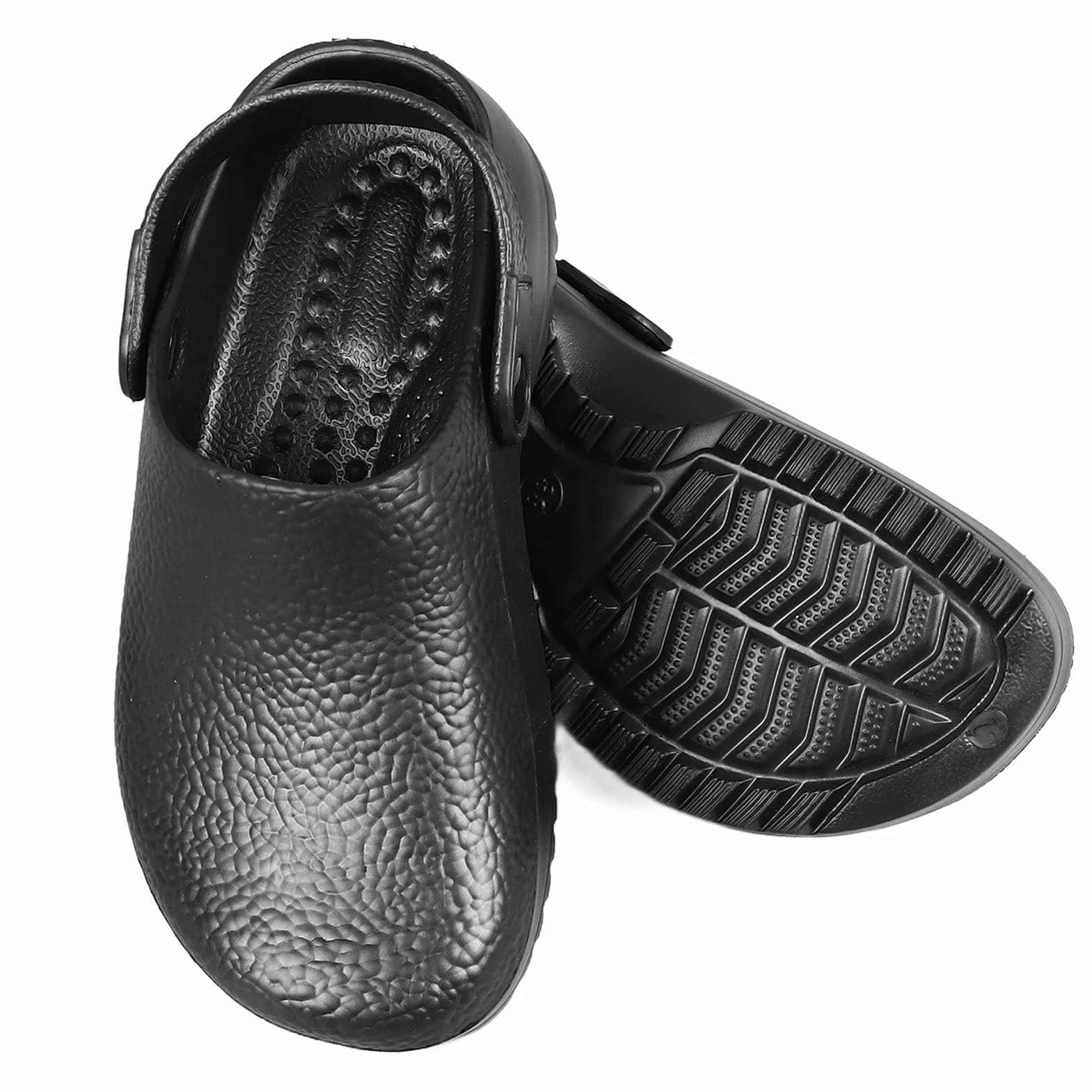Qcwwy Letnie buty kuchenne, antypoślizgowe, bez pleców, guma EVA, czarne buty robocze dla mężczyzn, oddychające, do kuchni, dla pielęgniarek