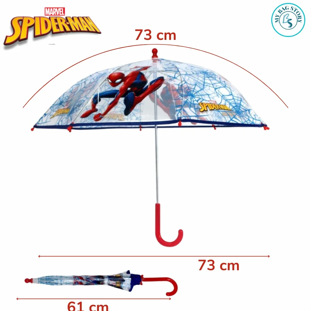mybagstory Parasol dla dzieci, Spiderman, niebieski, przedszkole, wakacje, parasol chłopięcy, 73 cm, pomysł na prezent, lekki, kompaktowy, ręcznie otwierany, wytrzymały, odporny na uwieranie,