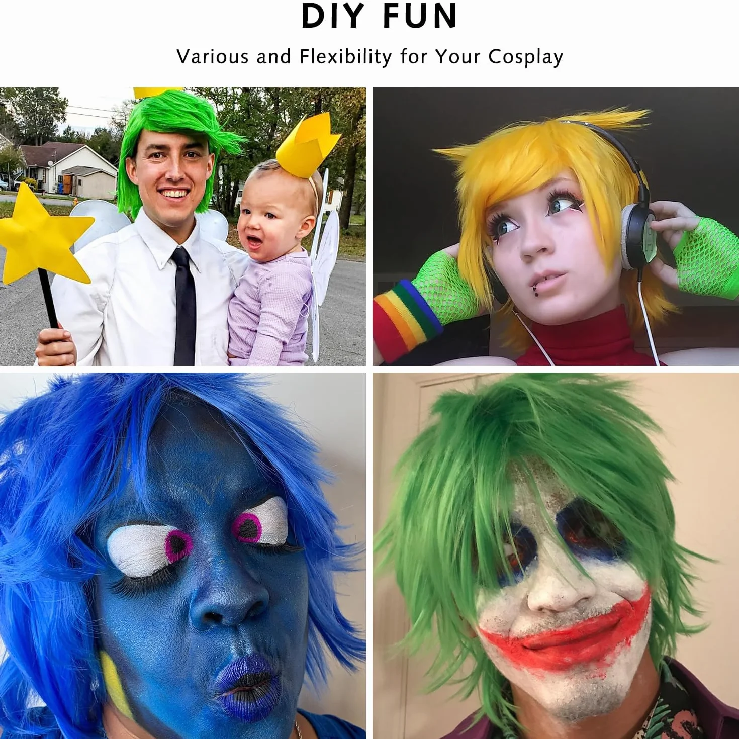 Luxiremi Cosplay Anime peruka z krótkimi włosami, niebieska, dla mężczyzn i kobiet, na Halloween, do kostiumu i karnawału