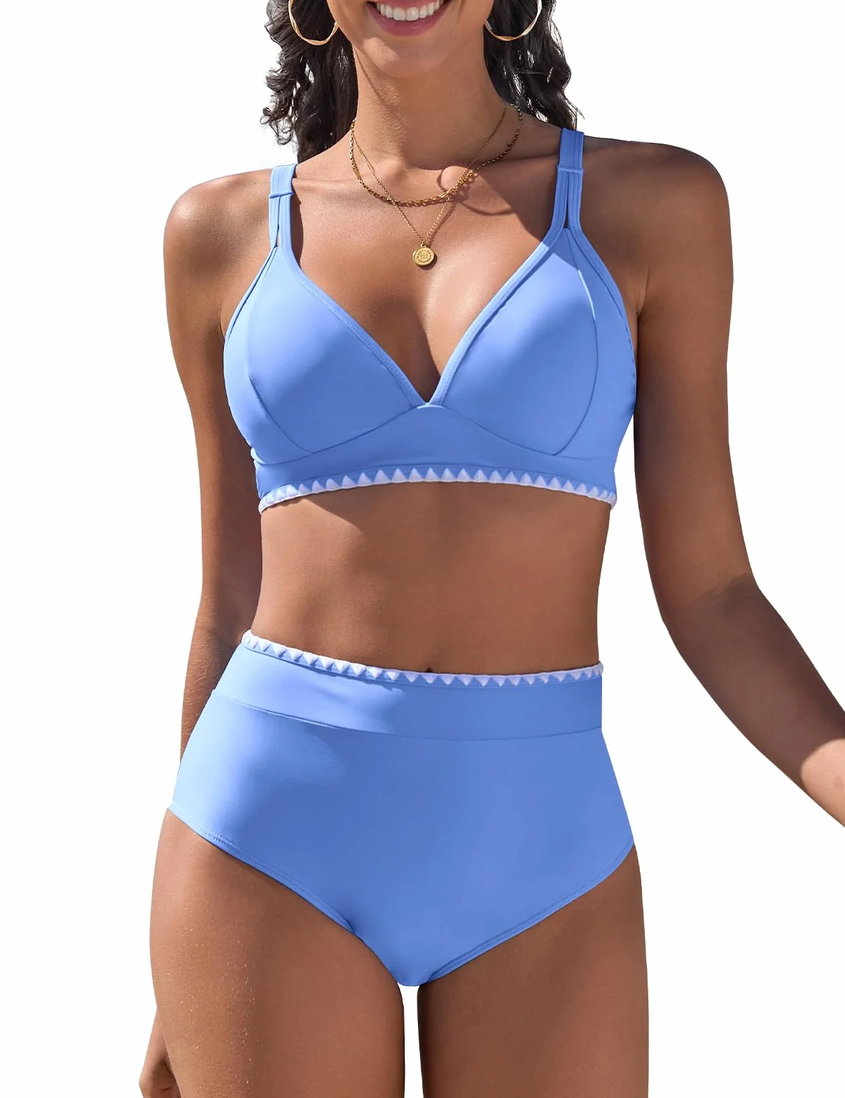 UMIPUBO Damski dwuczęściowy strój kąpielowy push-up seksowne głębokie bikini z wysokim stanem wyściełany biustonosz seksowny strój kąpielowy Cross Beachwear