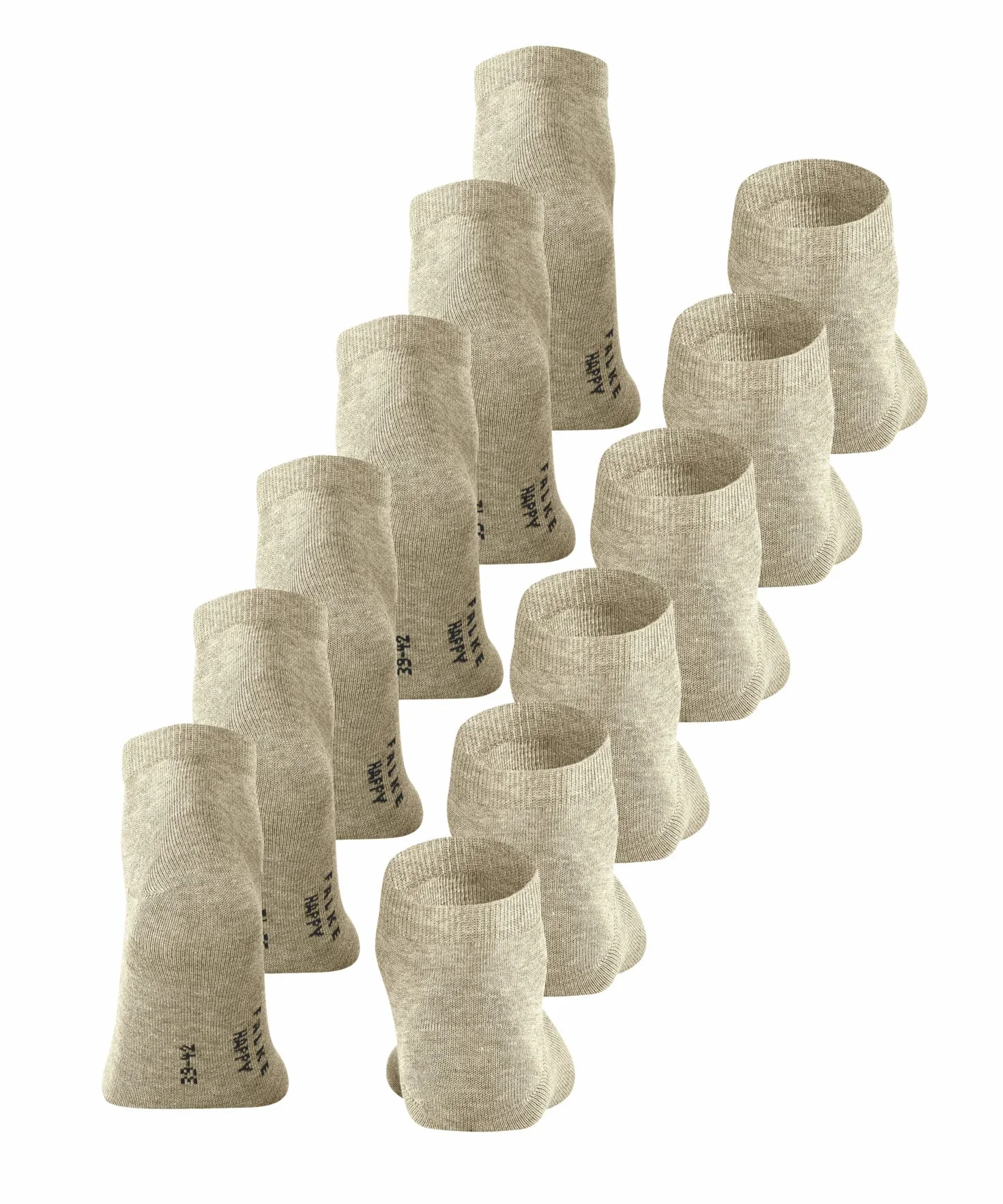 FALKE Mężczyźni Skarpety do trampek Happy Multipack M Sn Bawełna krótkie jednokolorowe 6 Pak, Beżowy Sand Melange 4650, 43-46