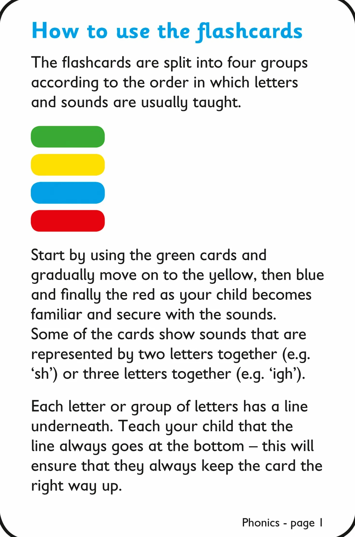 Phonics Flashcards: Ideal for Home Learning