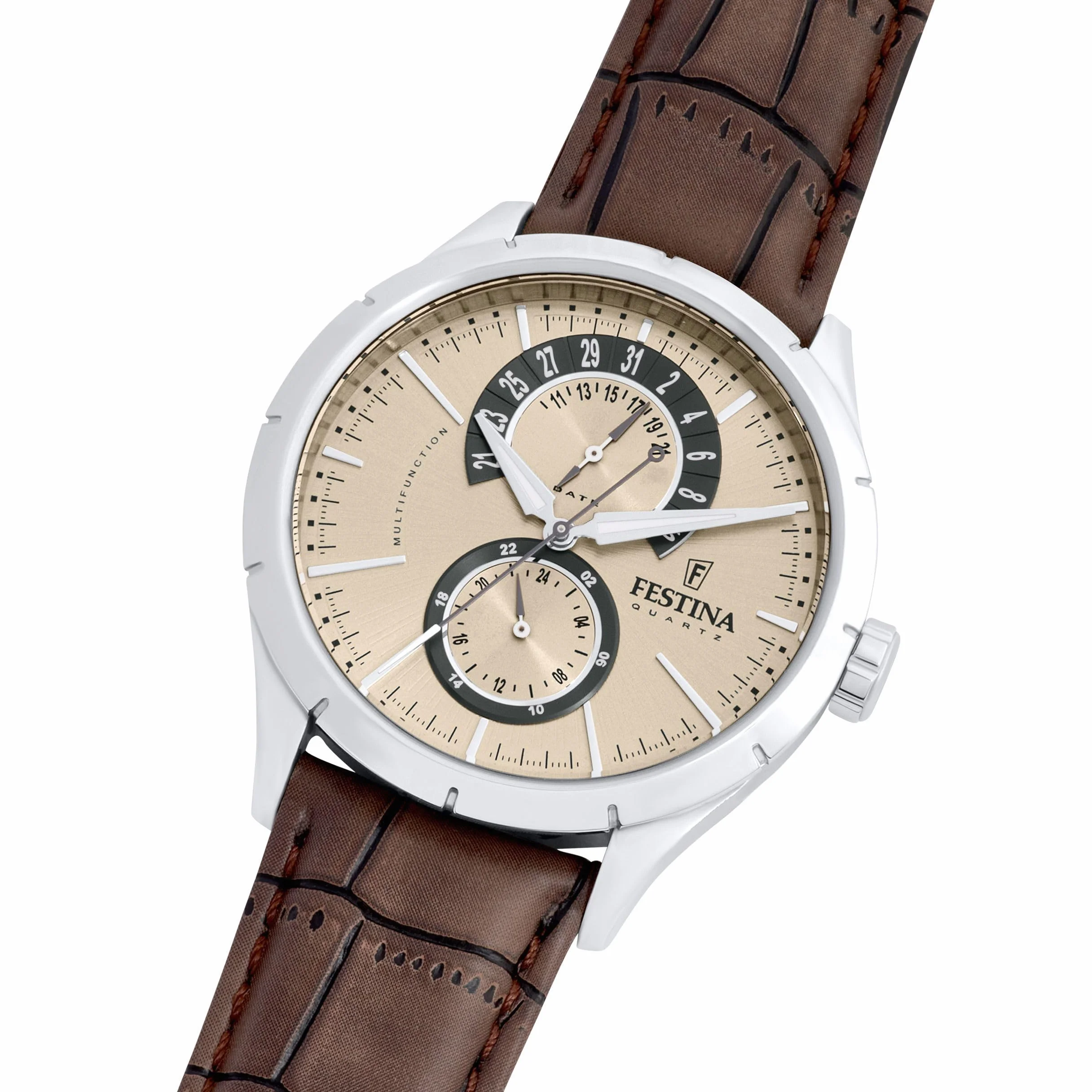 Festina Męska kremowa skórzana bransoletka do zegarka retro