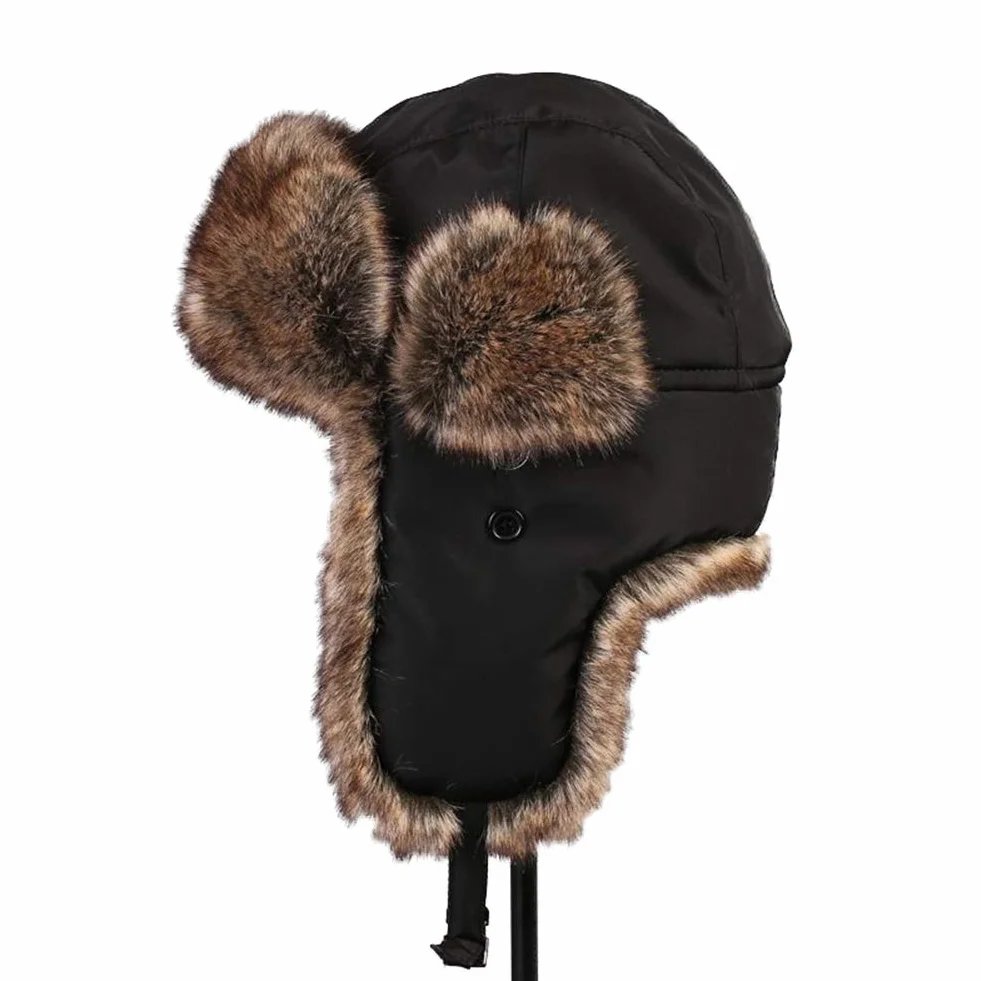 Insun Unisex czapka lotnicza zimowa, pilotka, ciepła czapka ze sztucznym futrem, ochrona uszu, bomber
