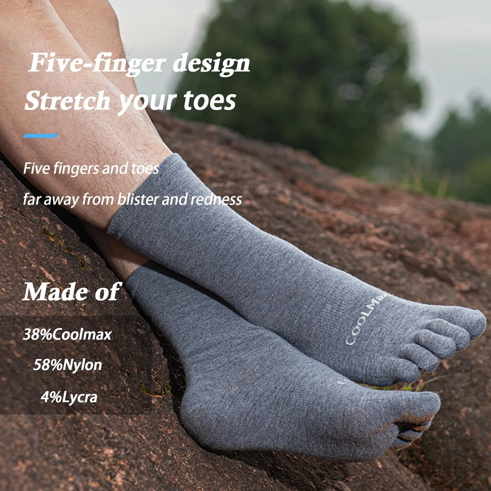 Toe Socks Liner Crew Socks Dla Mężczyzn Kobiety Coolmax Five Finger Socks 3 Pary Running Socks