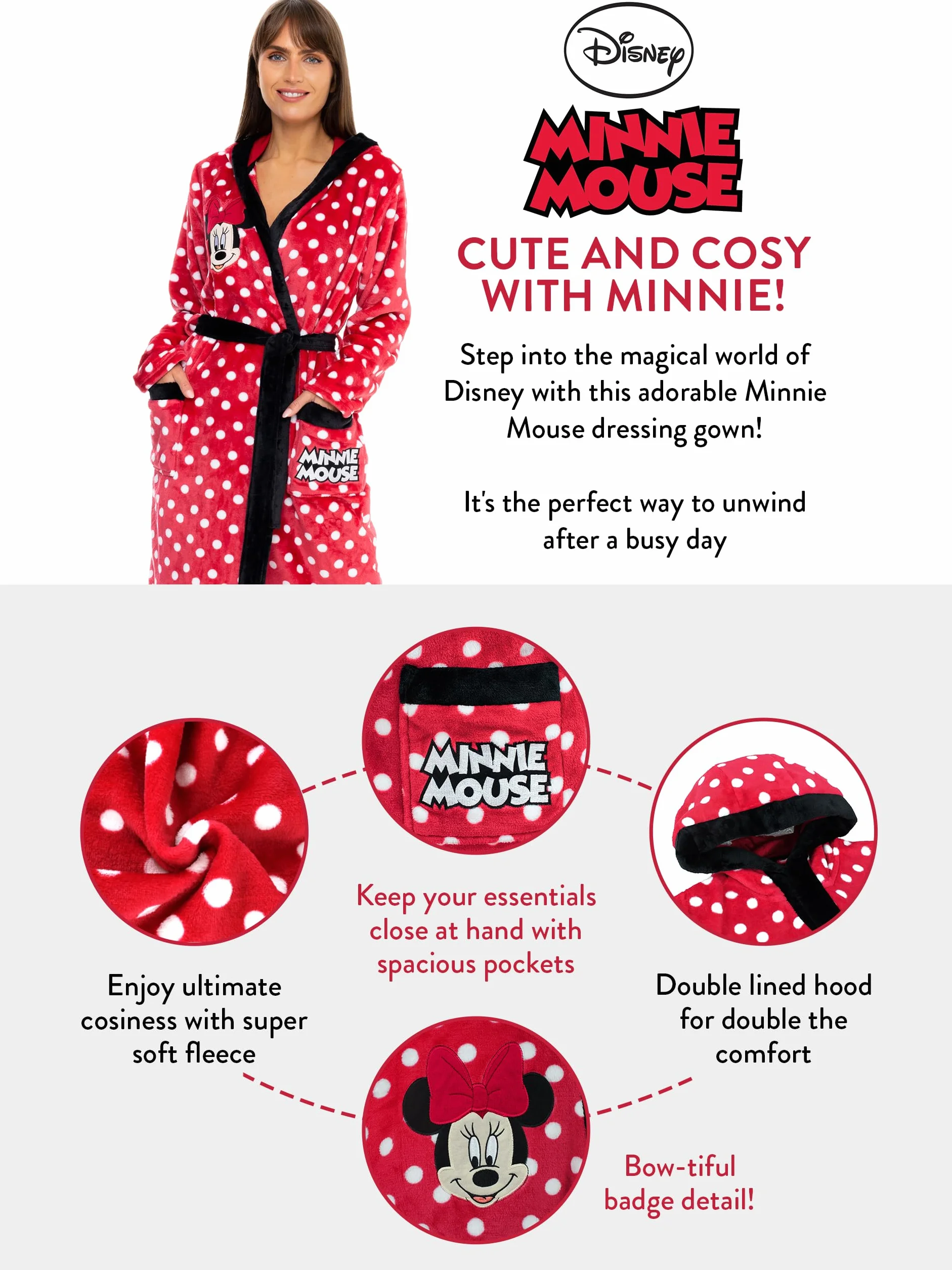 Disney Damski szlafrok Myszka Minnie