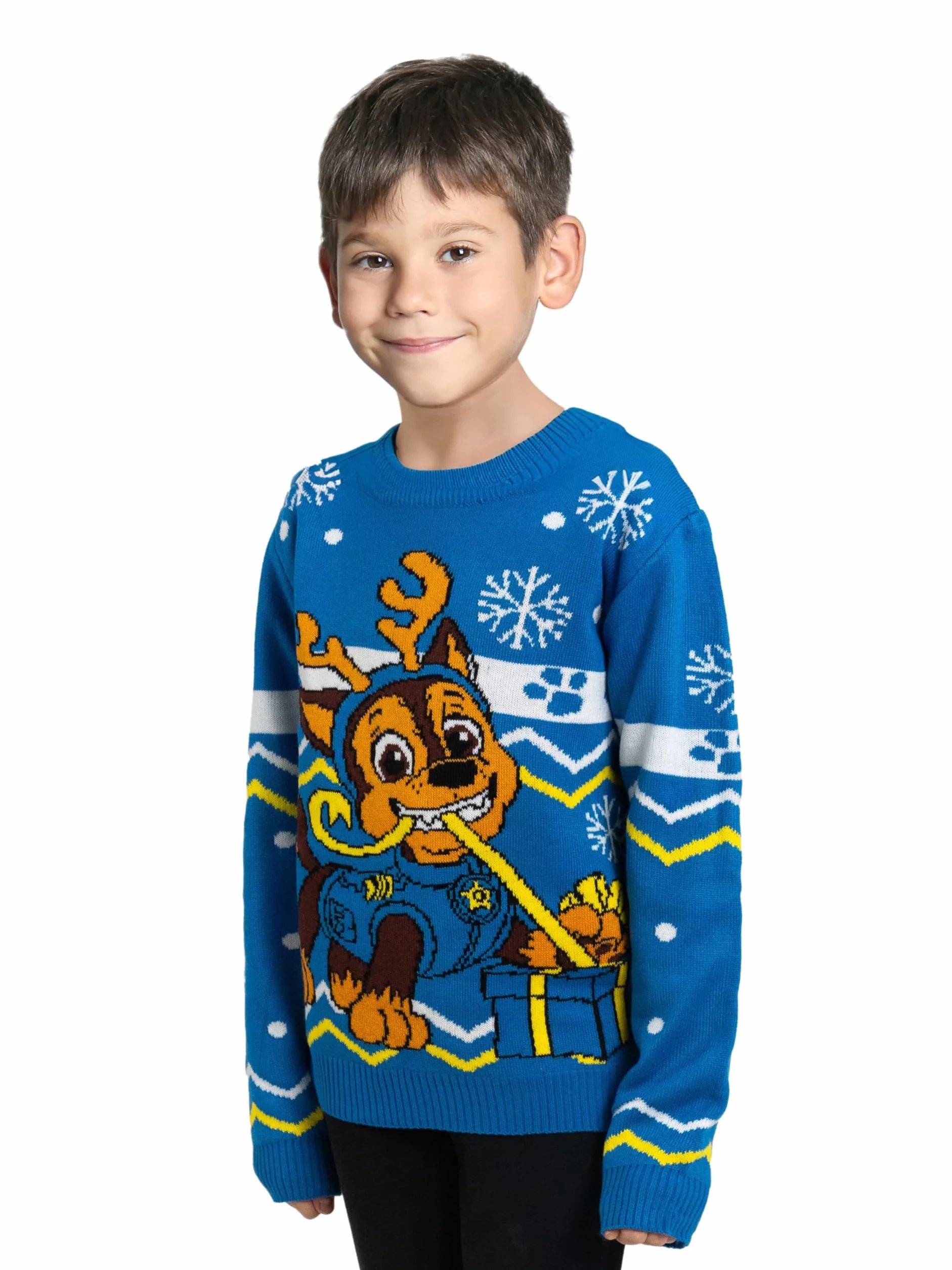 Psi Patrol sweter zimowy dla chłopców – Chase Winter dziergany sweter bluza Ugly Sweater niebieski
