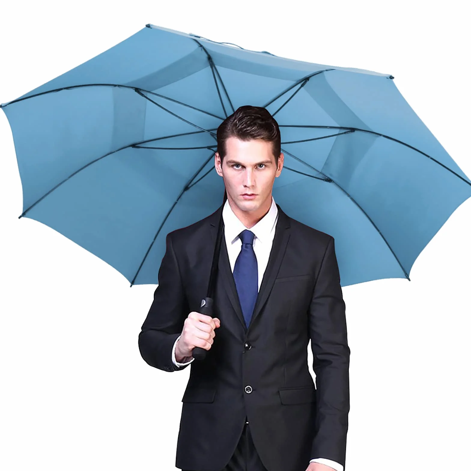 G4Free Automatycznie otwierany parasol golfowy, oversize, bardzo duży, podwójny, z otworem przeciwwiatrowym, wiatroszczelny, wodoszczelny, 120/137/157/173 cm