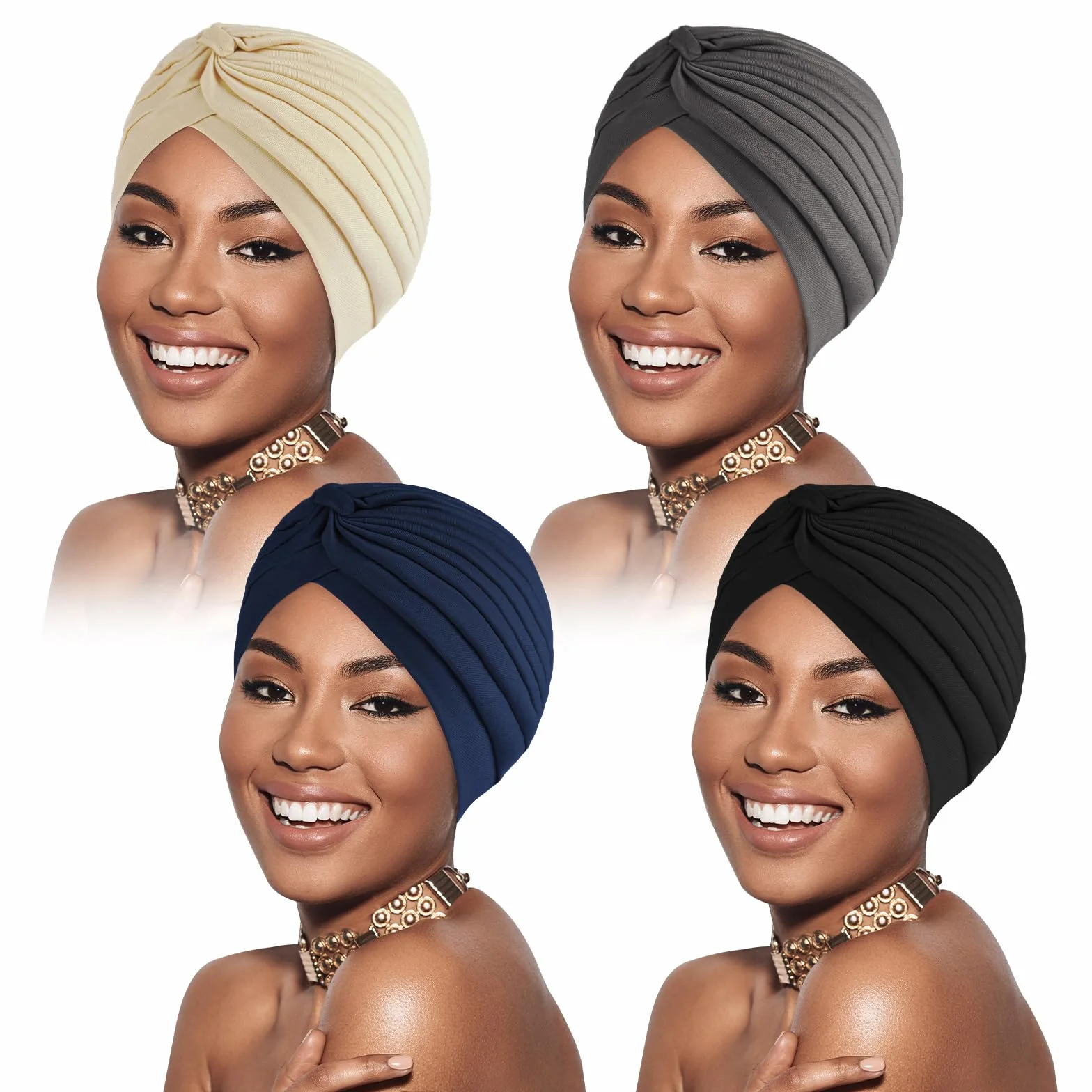 flintronic 4-pak damska czapka turban, czapka przeciw chemioterapii na raka, czapka przeciw wypadaniu włosów oddychająca