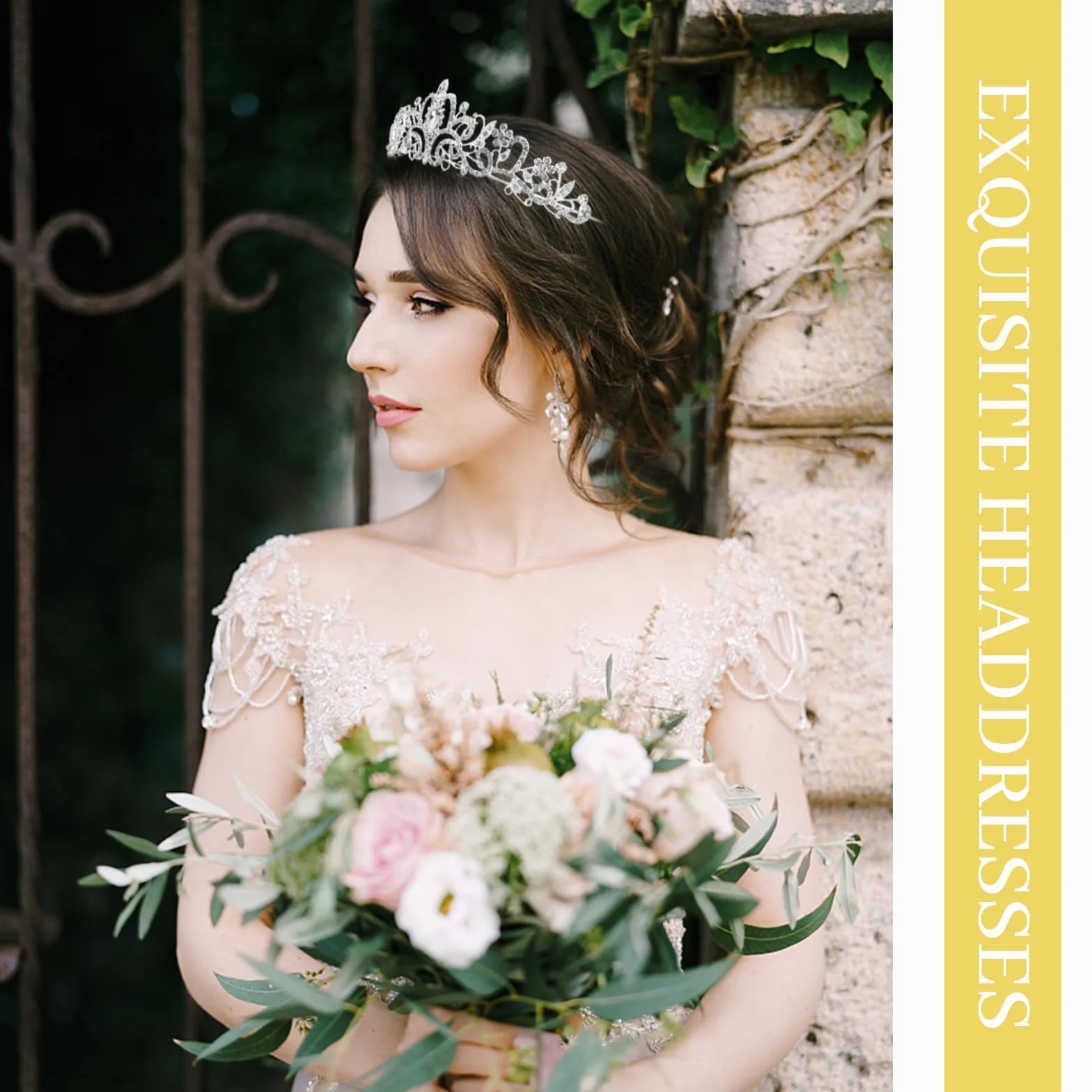 Rierousy Tiara ślubna korona damska korona dla panny młodej, kryształowa korona ze strasu, diadem ślubnym, na wesela, studniówkę, konkursy, imprezy księżniczki, przyjęcia urodzinowe itp