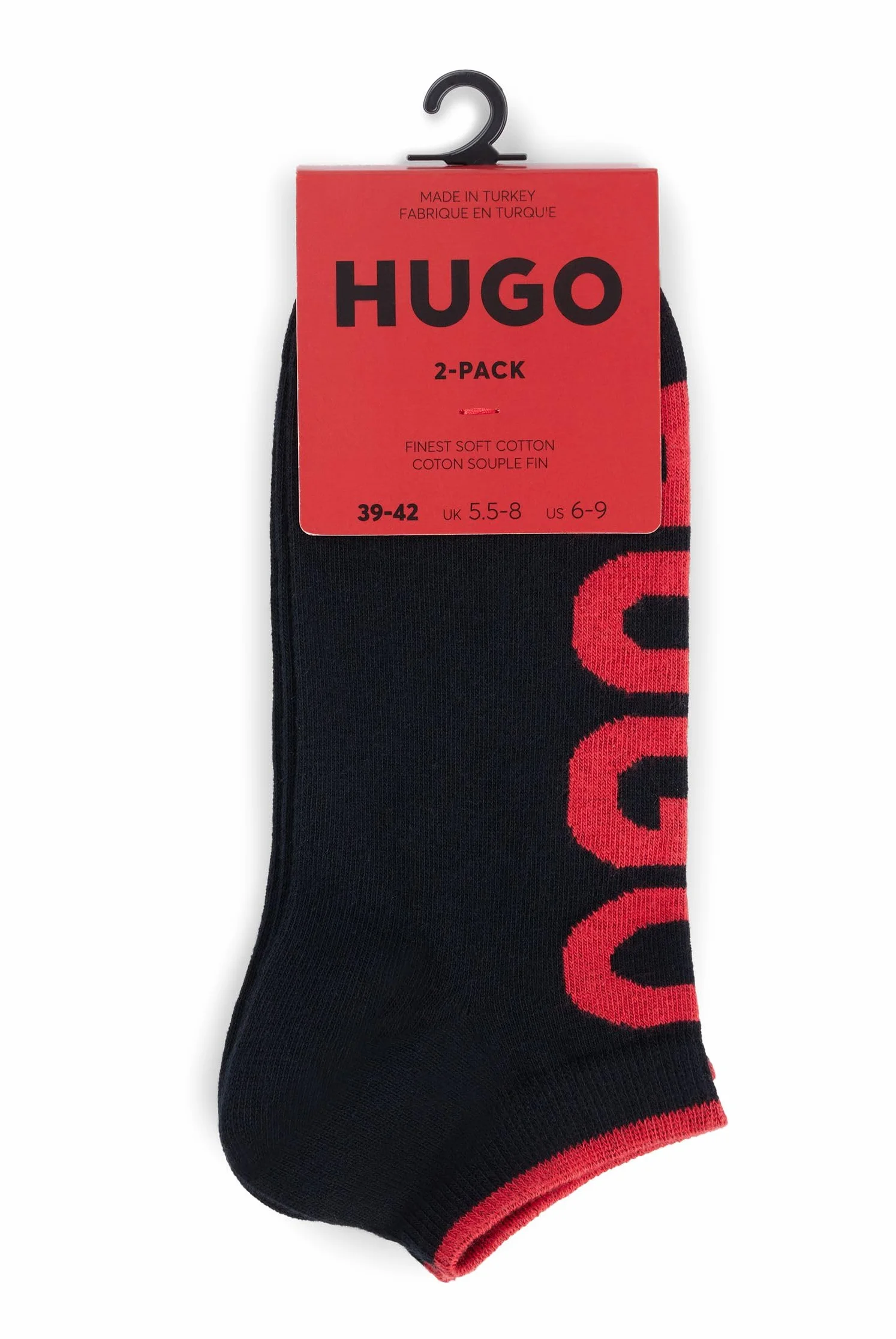 HUGO Męskie 2P AS LOGO CC Dwupak skarpet z mieszanki bawełny o długości do kostek, Nowy - czarny 1, 36-38 EU