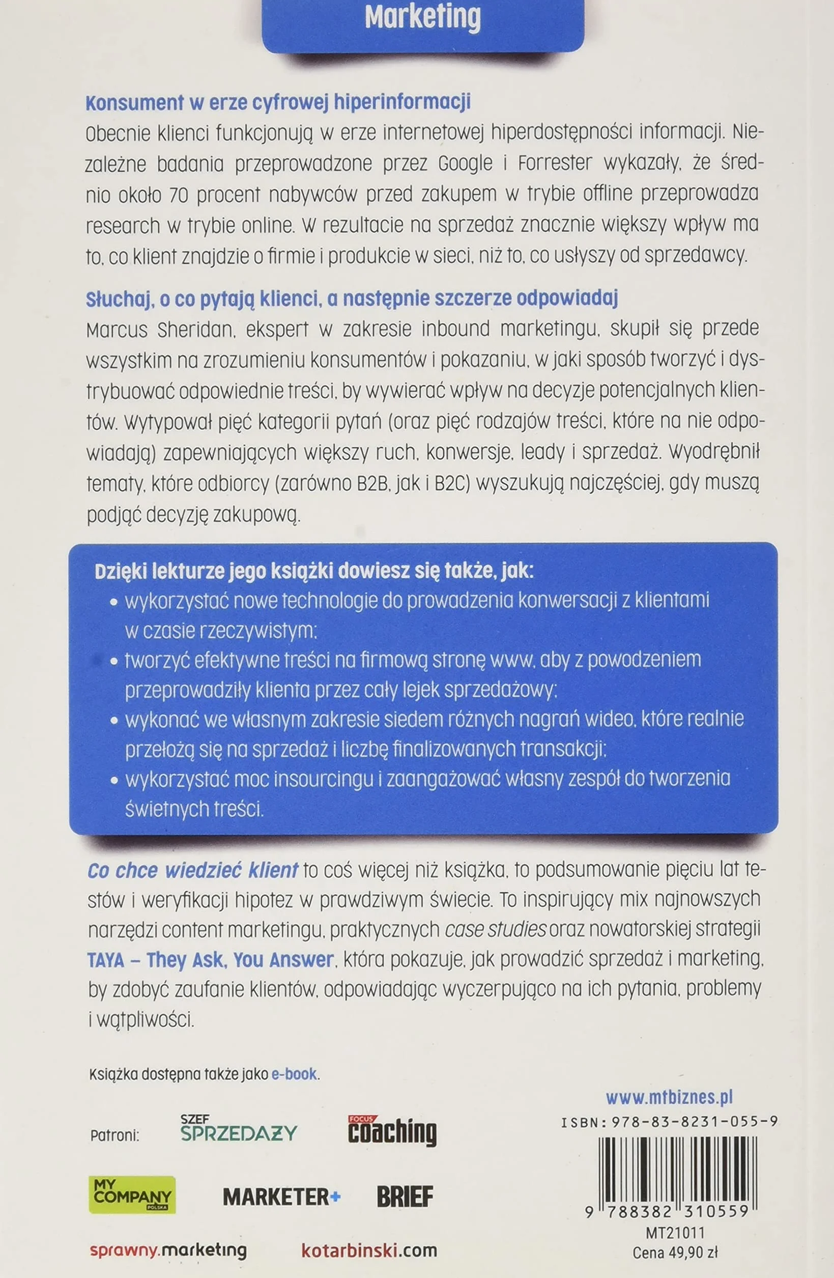 CO CHCE WIEDZIEĆ KLIENT?: Jak tworzyć treści w inbound marketingu i sprzedaży odpowiadające na pytania odbiorców