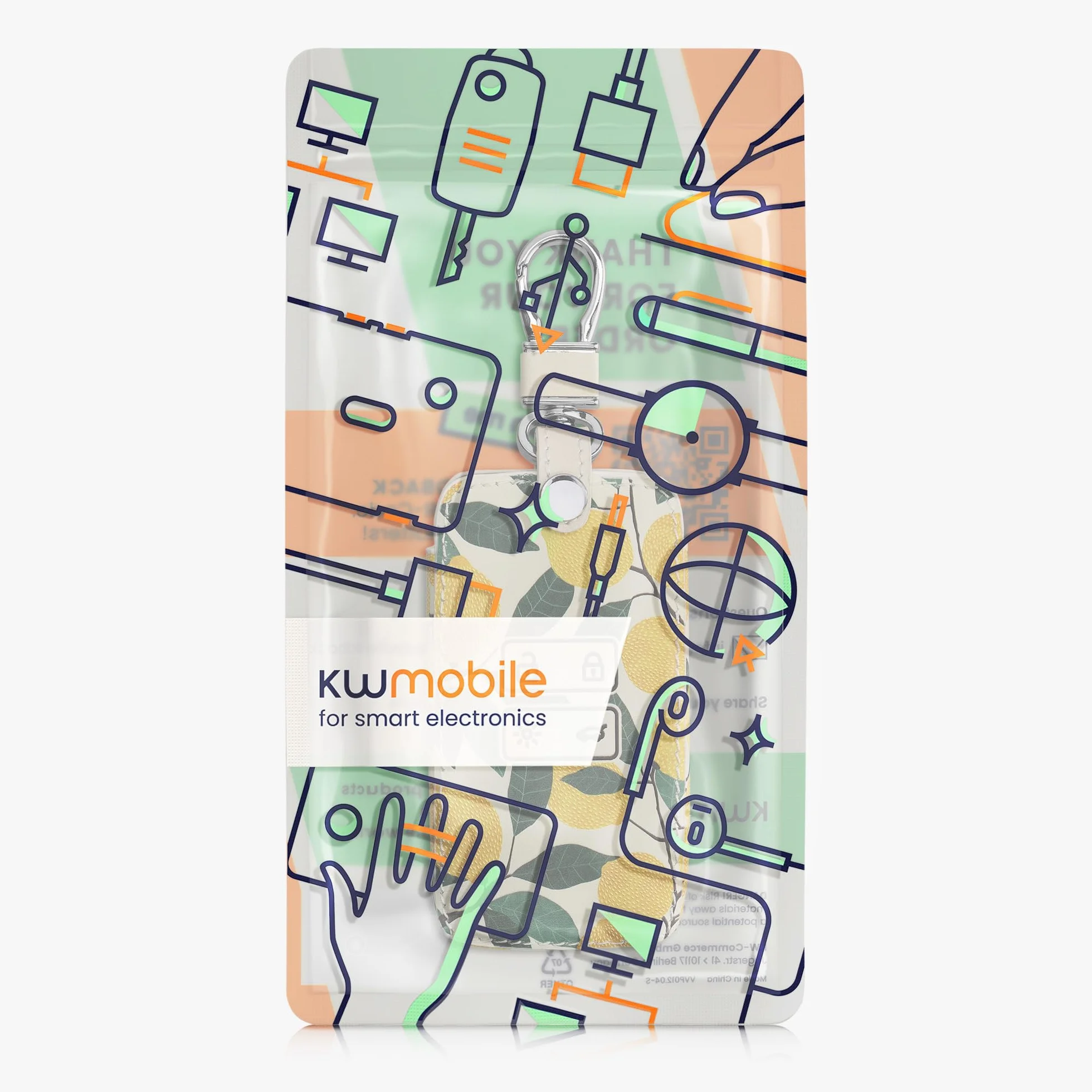 kwmobile Etui na klucze kompatybilne z kluczem samochodowym Renault z 4 przyciskami (tylko Keyless Go) - sztuczna skóra - cytryny żółty/zielony/beżowy