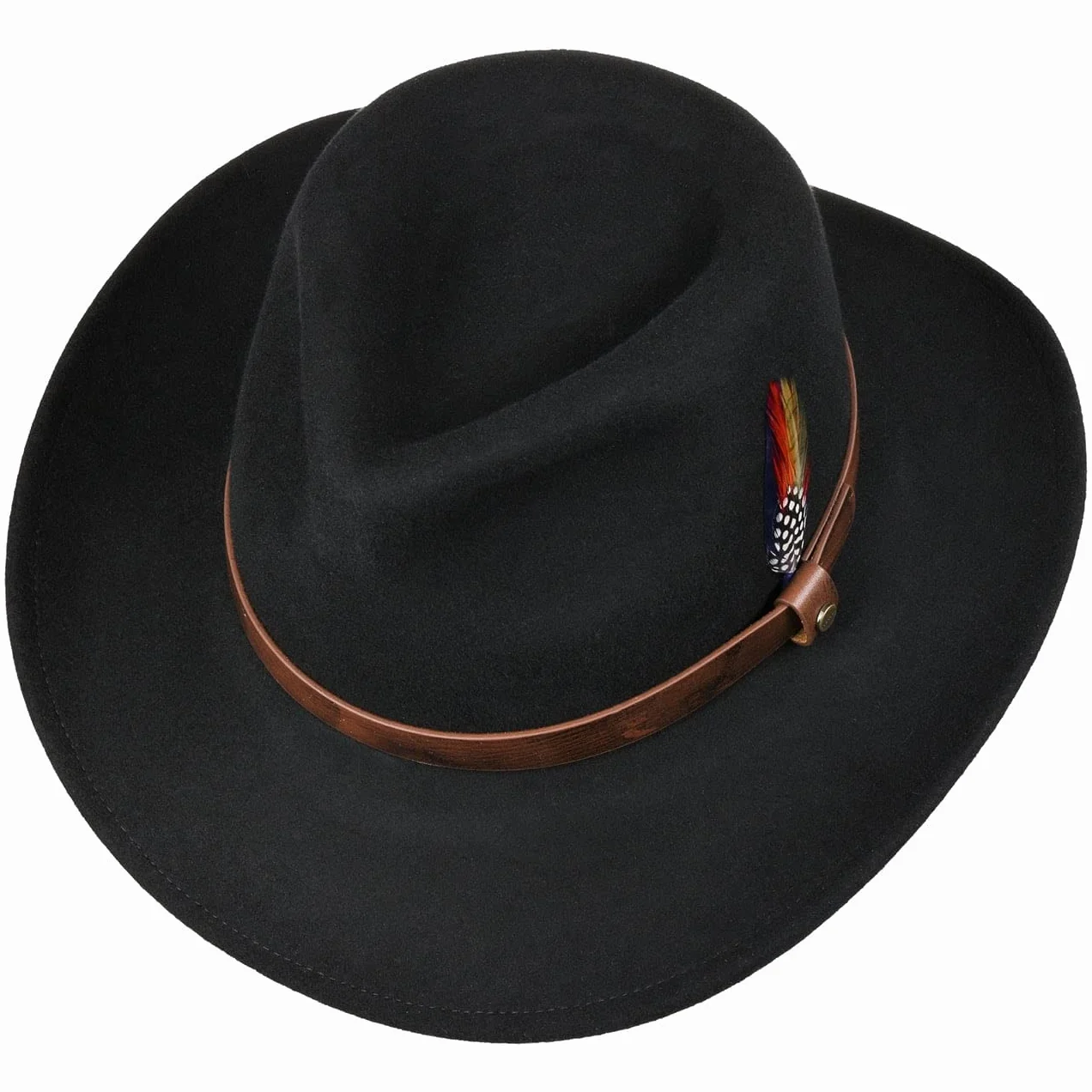STETSON Oklahoma kapelusz kowbojski zgniatany filc welniany skorzany pasek Meski Caly rok