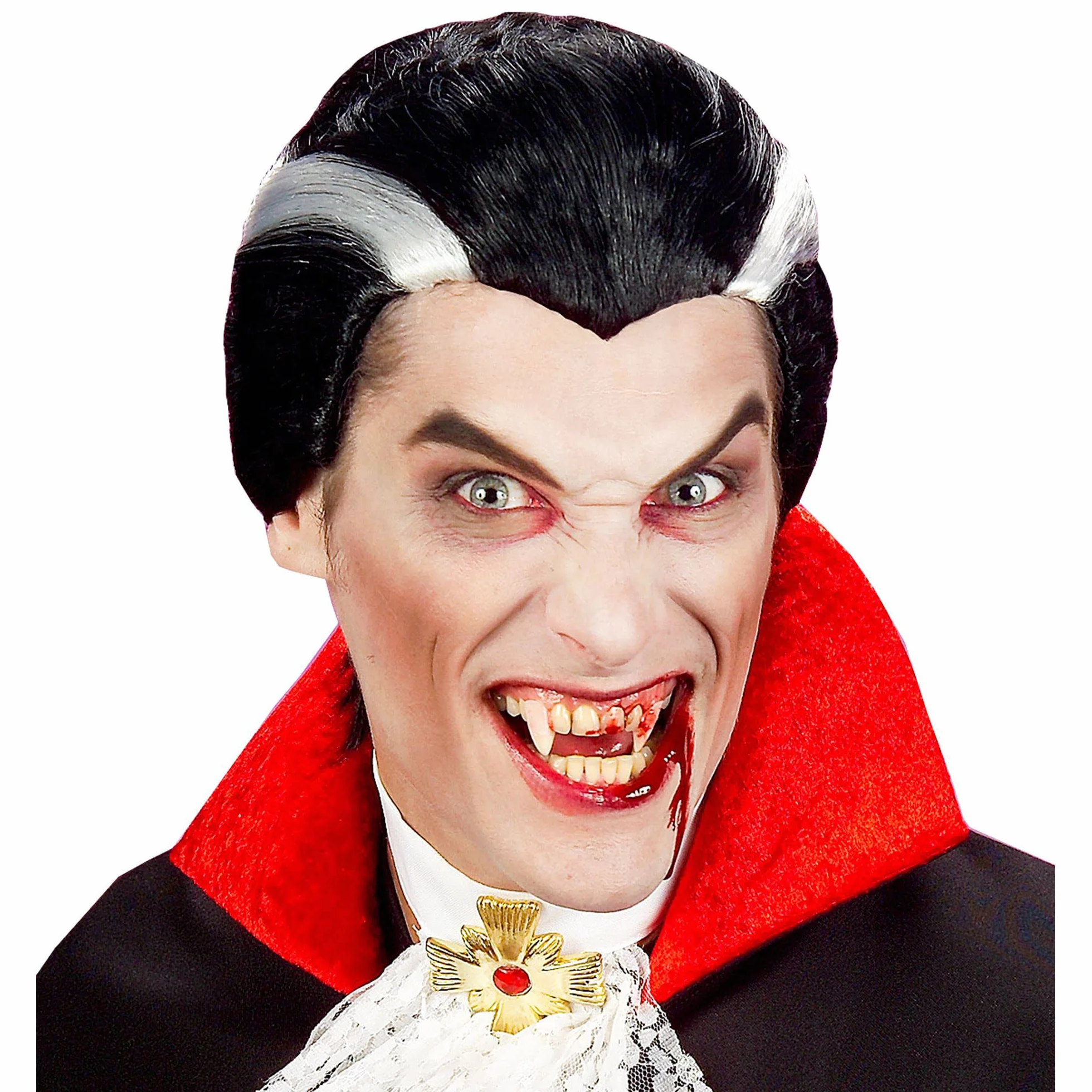 Widmann 6344D - peruka Dracula, szaro-czarna, peruka z krótkimi włosami, impreza tematyczna, karnawał