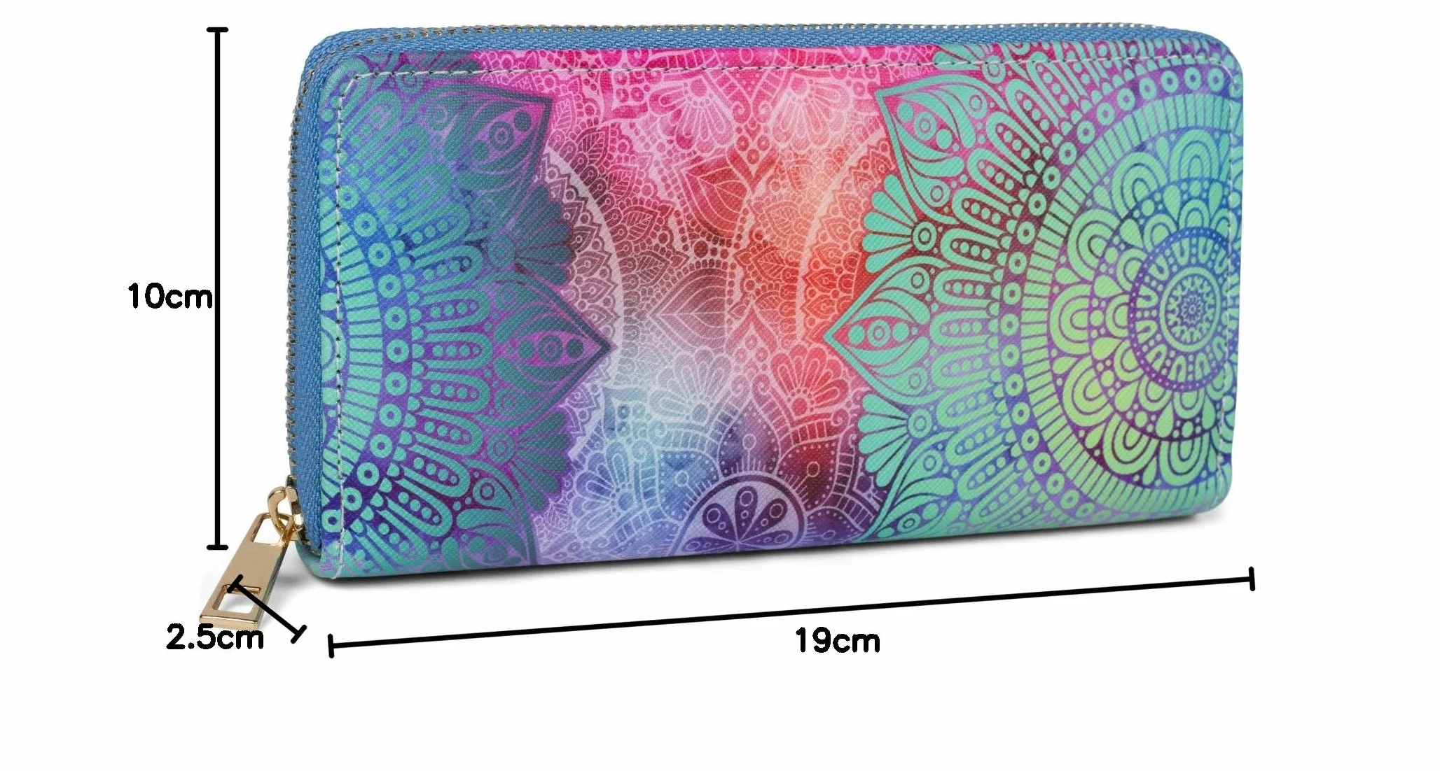 styleBREAKER 02040145 Portfel damski z motywem paisley, mandala z zamkiem błyskawicznym, Zielony/fioletowy/różowy, Einheitsgröße, Nowoczesny
