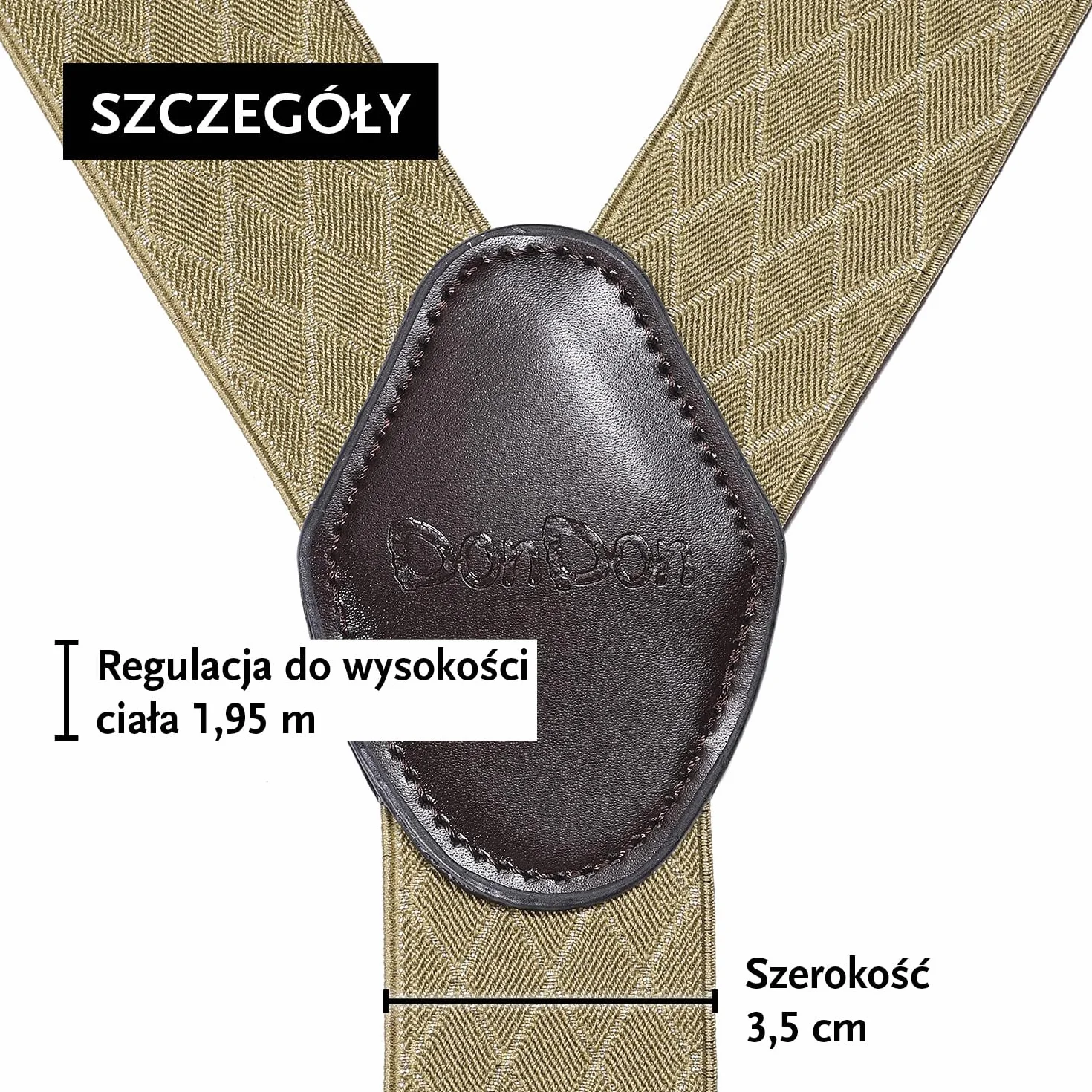 DonDon Szelki męskie szerokość 3,5 cm 4 klipsy z brązową skórą krój Y elastyczne i regulowane