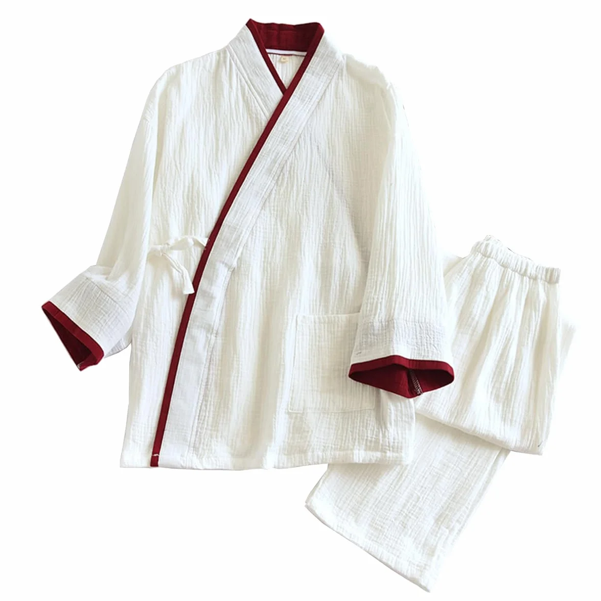CAMDOM Japoński styl męski dwuczęściowy bawełniany strój kąpielowy zestaw piżam kimono dla par