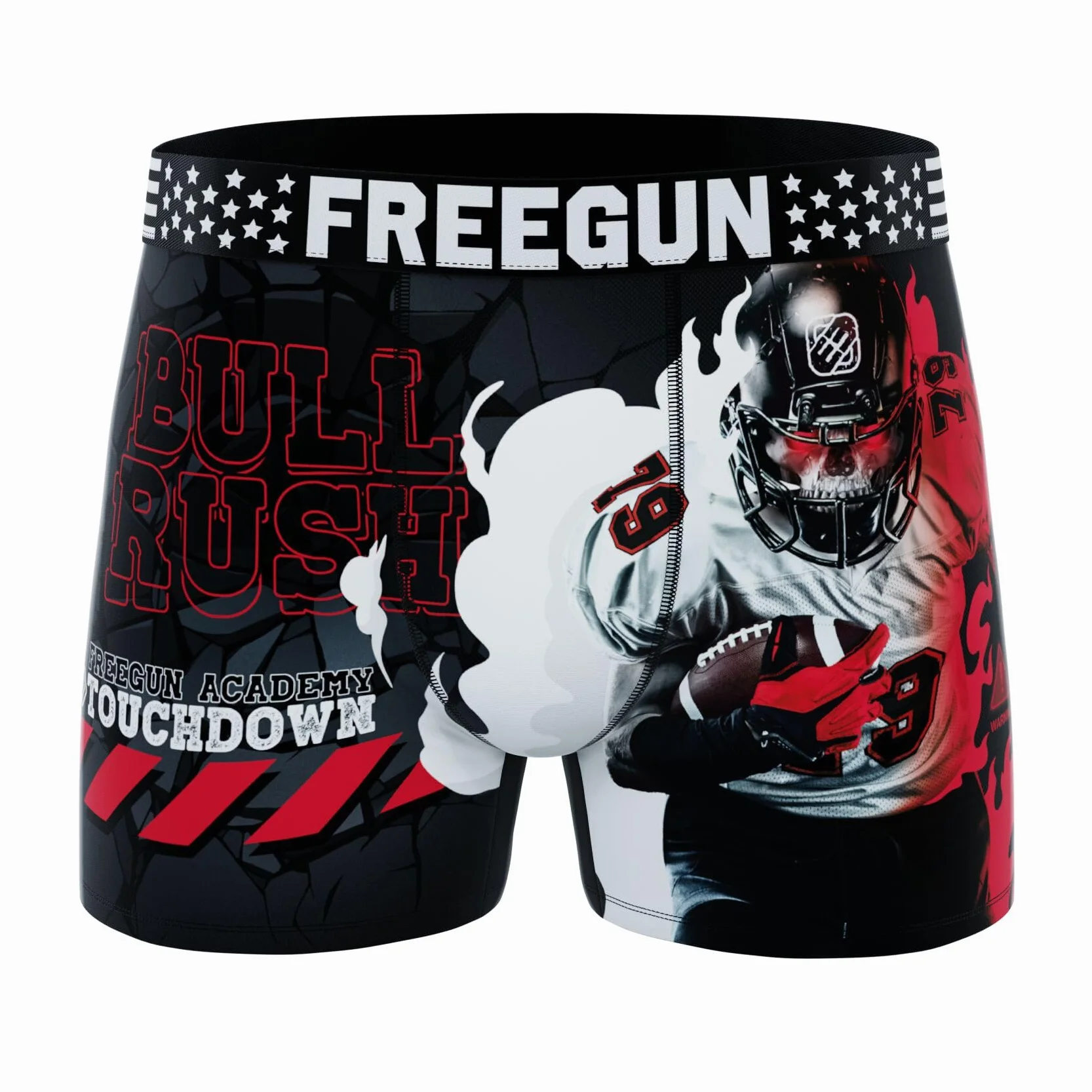 FREEGUN Sportowe bokserki dziecięce, oryginalne bokserki chłopięce, wyjątkowo miękkie i oddychające (zestaw 3) 14 lat/16 lat, Czarny/Czerwony/Biały/Niebieski, 14-16 ans