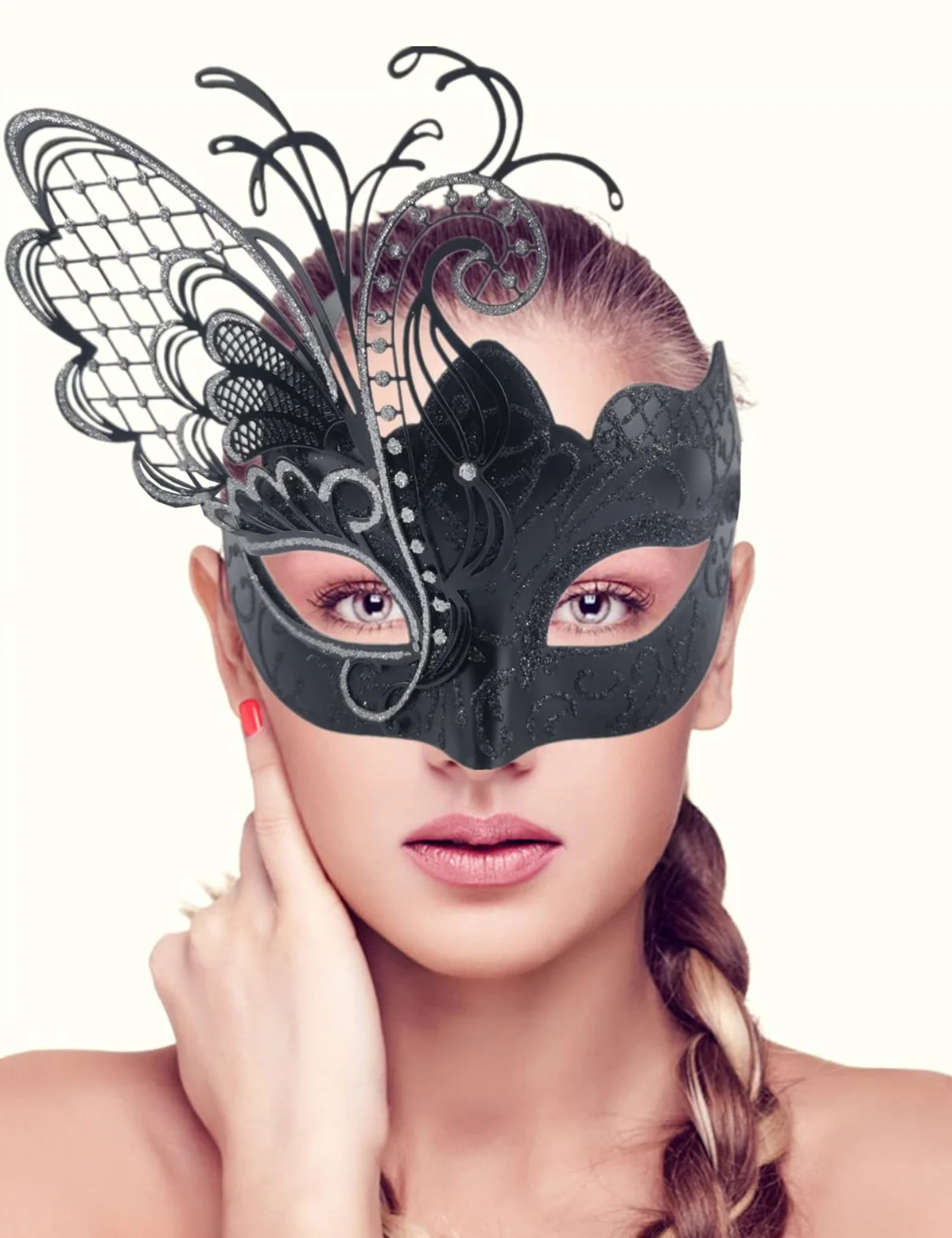 Motyl Rhinestone Metalowa wenecka maska ​​damska na bal maskowy/Mardi Gras Party/seksowna piłka kostiumowa/wesele