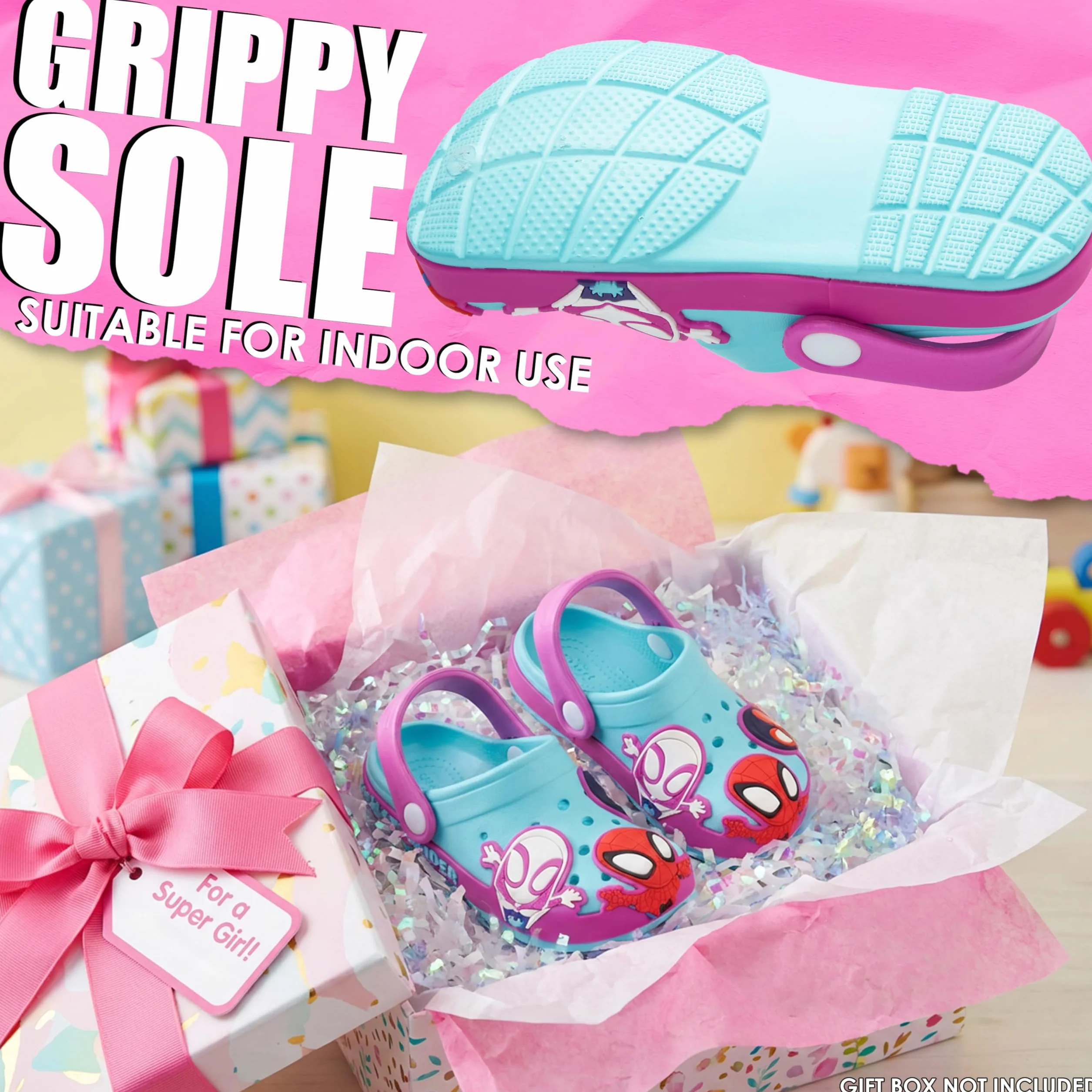 Get Trend Hello Kitty | Pat Patrol | Spidey i jej przyjaciele chodaki dziecięce, chodaki ogrodowe, antypoślizgowa podeszwa i pasek, kapcie dziecięce