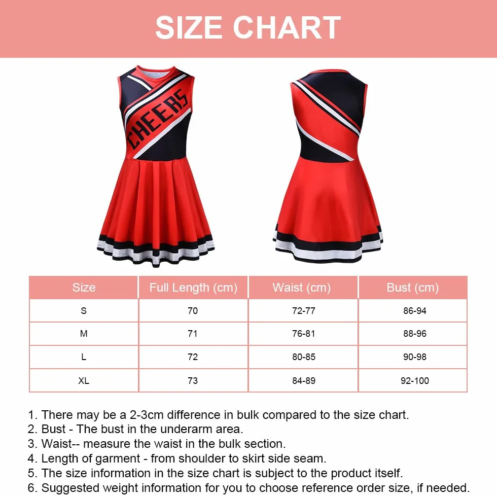 AOMIG Damski kostium cheerleaderki, dla dziewcząt, szkoła, muzyczna impreza, Halloween, kostiumy cheerleaderki, kostium dla dorosłych