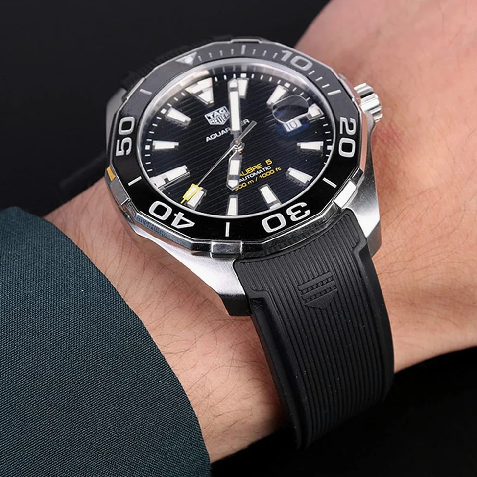 Opaska do Zegarka dla Tag Heuer 22mm Silikon Bransoletka，Pasek Męskie Zegarek Akcesoria Aquaracer Monaco seria Zamienny Pasek Oryginalna Bransoletka Kompatybilny z Tag Heuer