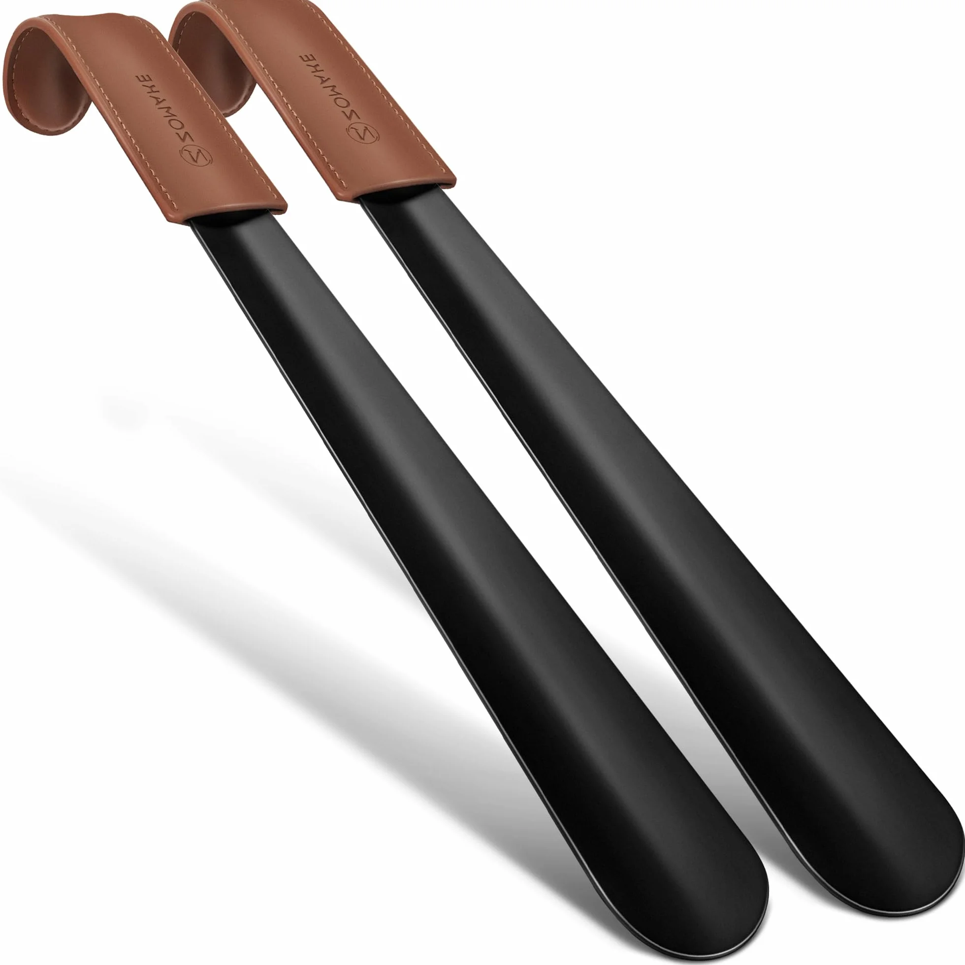 ZOMAKE Łyżka Do Butów Metalowa Długi 42cm 2Szt,Stali Nierdzewnej Róg Do Butów Stabilna Klakson But Z Wspornikiem ściennym Dla Seniorów Męska Kobieta(2Szt Czarny)