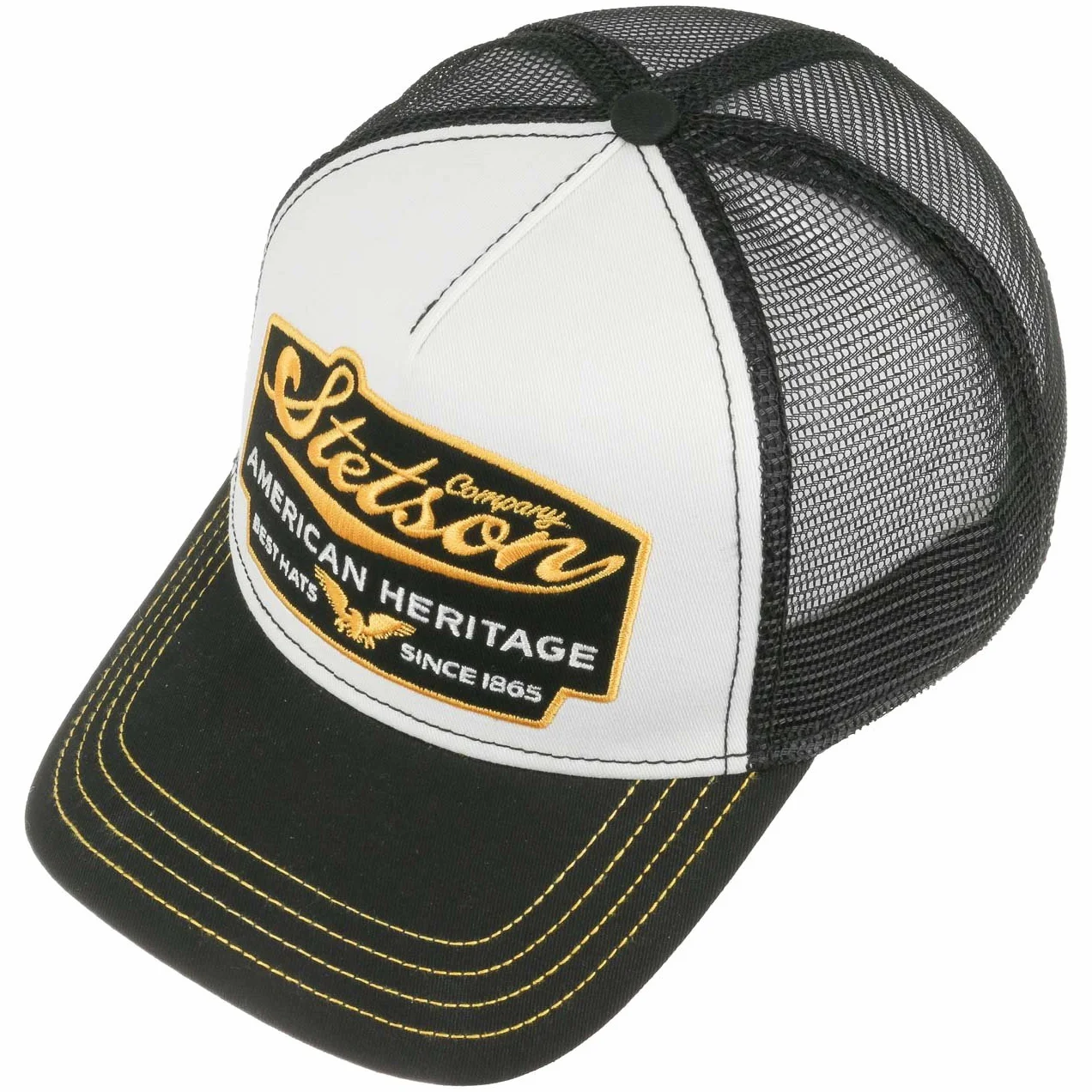 Stetson Czapka American Heritage TruckerKobiety/Mężczyźni - z meshu baseball cap snapback Snapback, daszkiem wiosna-lato jesień-zima Lato - One Size czarny