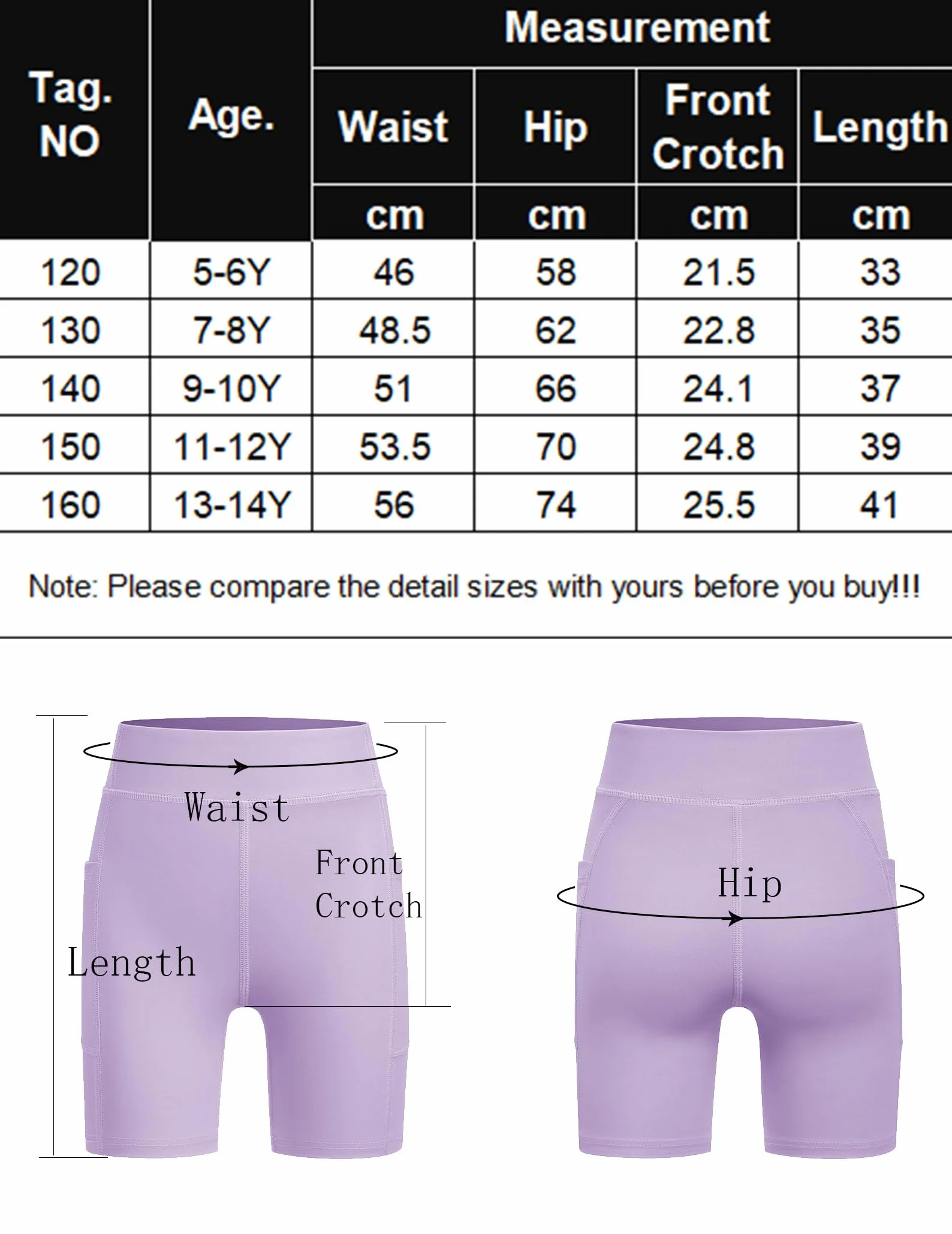 Arshiner Dziewczęce spodenki sportowe unisex szorty legginsy dziecięce spodenki rowerowe wysoka talia spodenki gimnastyczne z kieszenią 5-12 lat