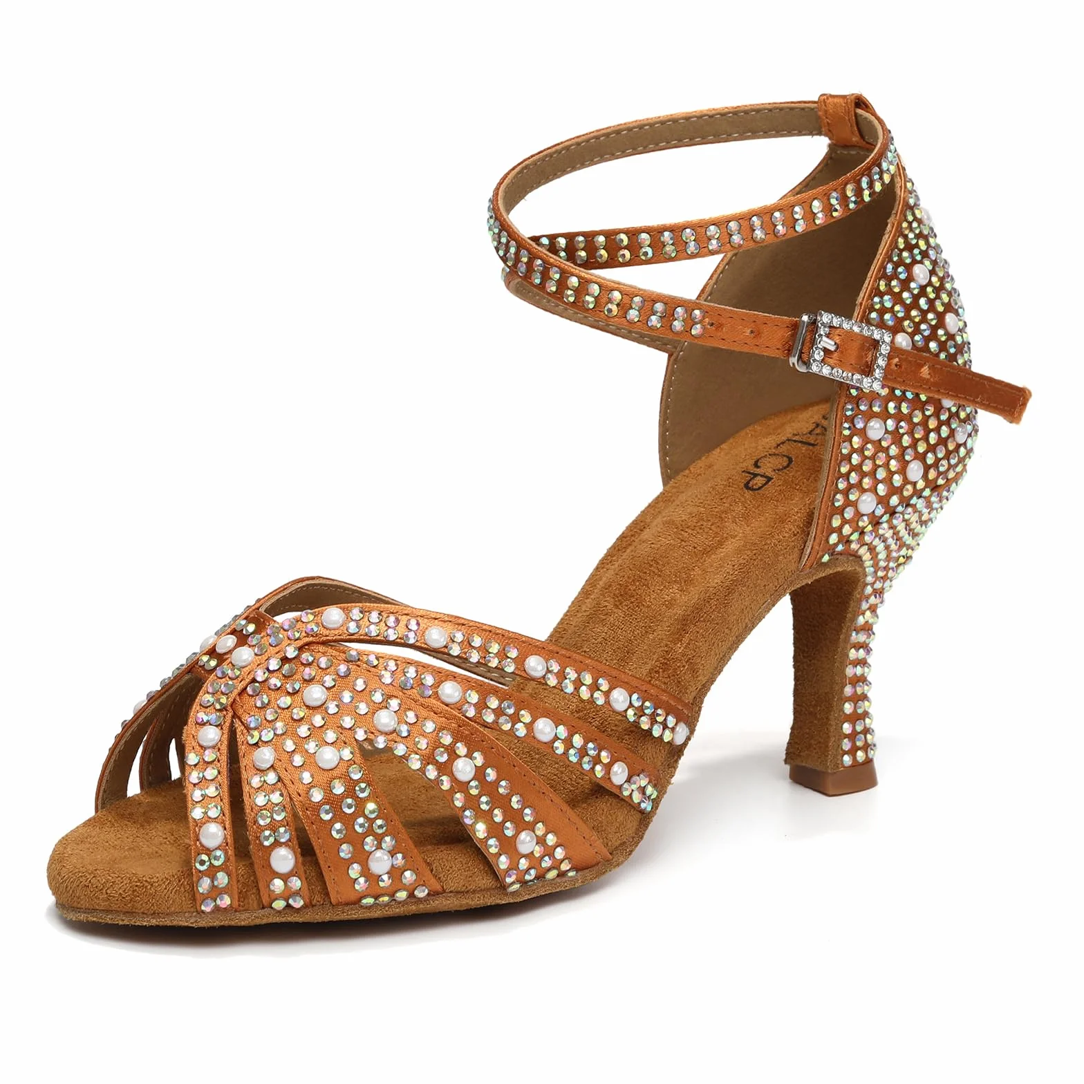 Damskie buty do tańca latynoskiego z odkrytymi palcami Rhinestone Tango Salsa buty do tańca, model-QRX506