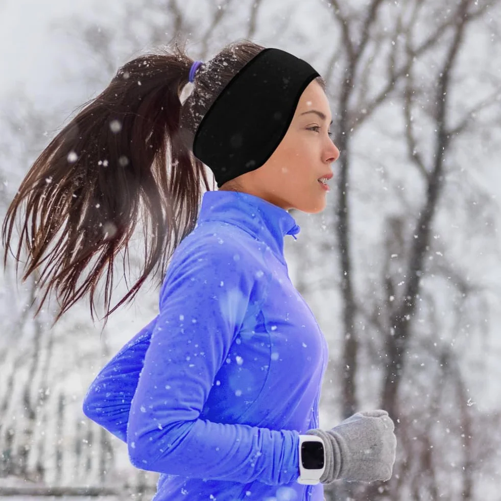flintronic Polarowa sportowa opaska na głowę, 2 sztuki, zimowa opaska na głowę, osłona uszu, dla kobiet i mężczyzn, do uprawiania sportu, jogi, tańca, biegania, jazdy na nartach, jazdy na rowerze