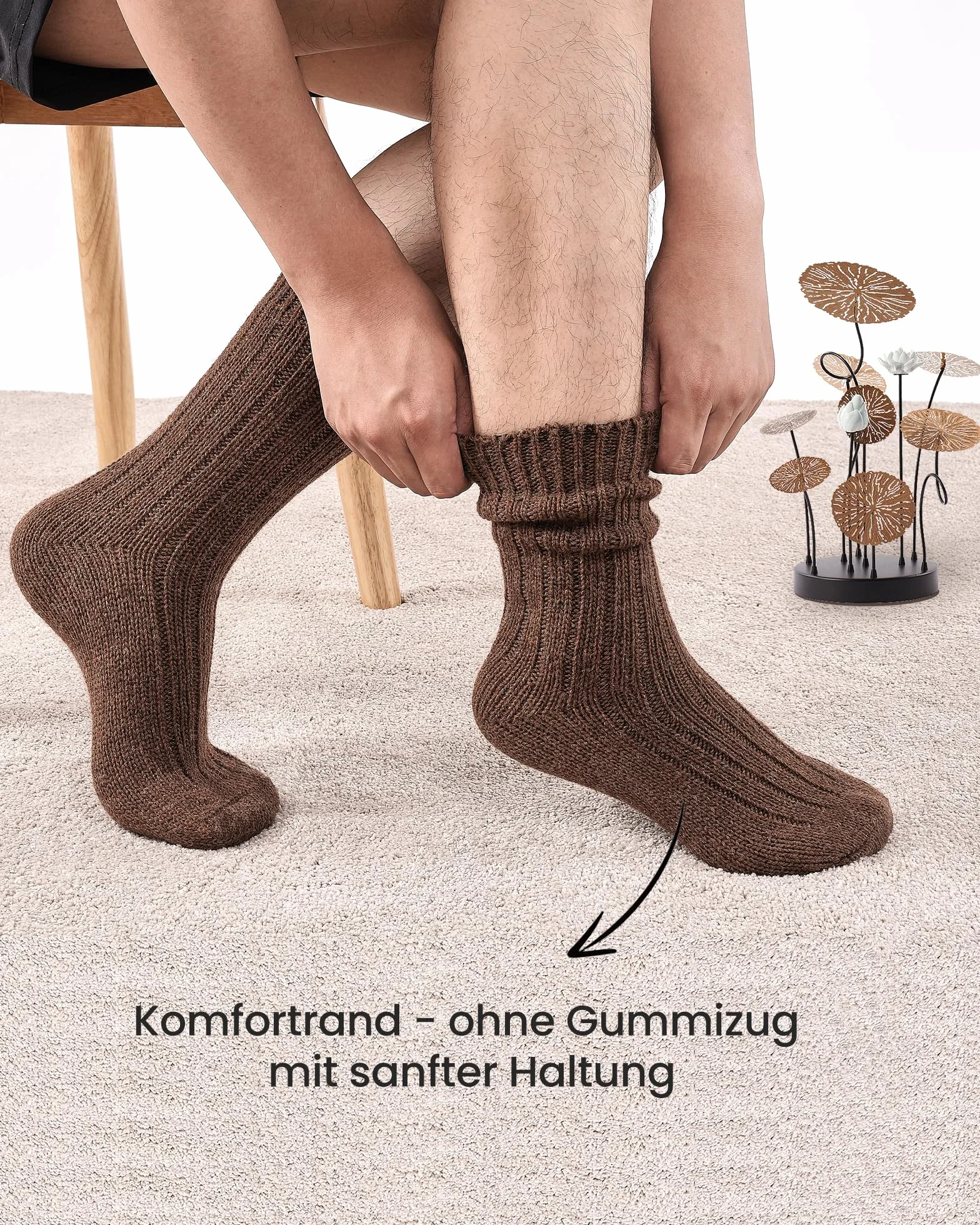 SockWaddles–4 Pary Skarpetek z Alpaki, Uniwersalne, Przepuszczalne, Ciepłe i Grube, Ekstremalnie Ciepłe Skarpetki Zimowe, z Alpaką Wełną,Rozmiar 39-42 43-46