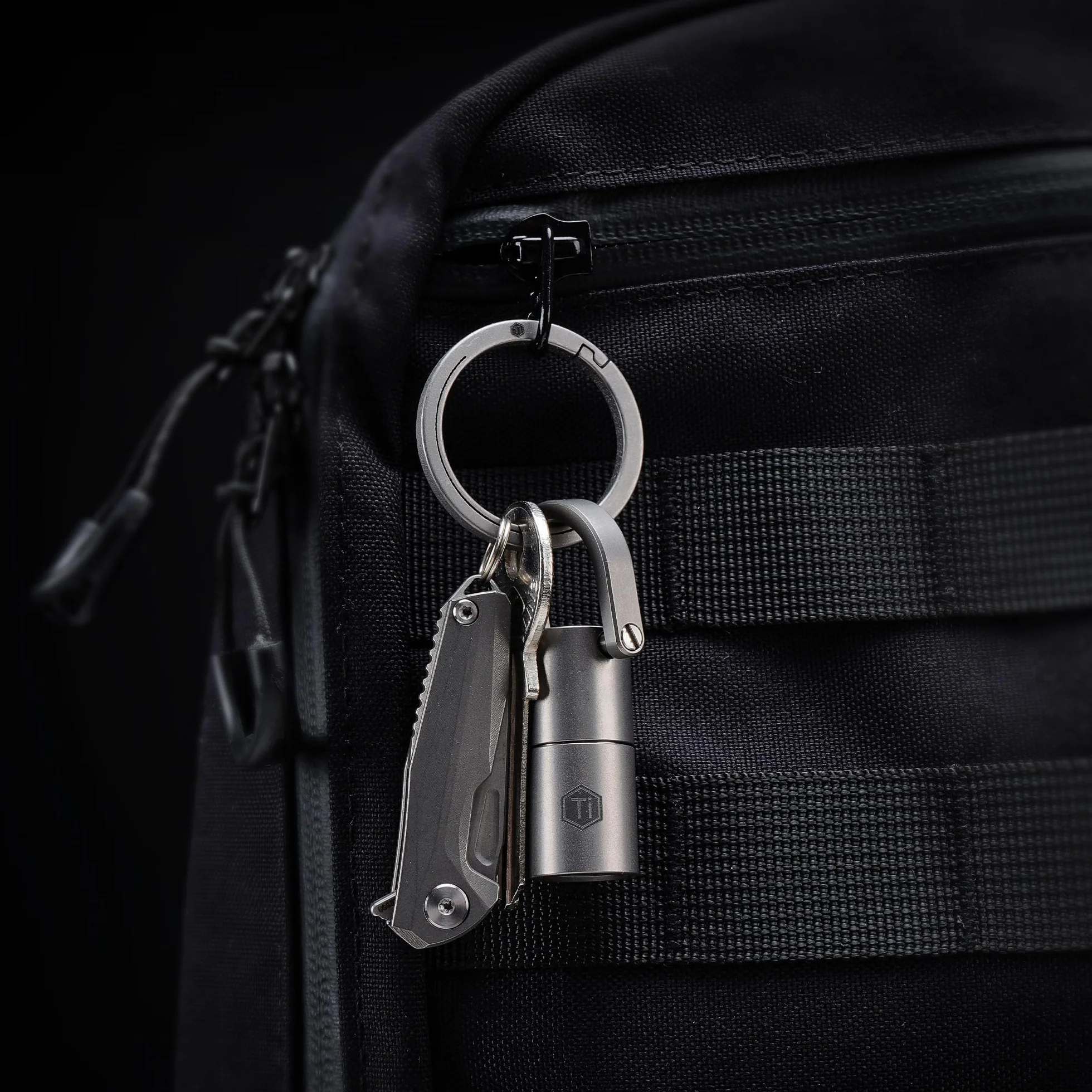 KeyUnity Tytanowy boczny brelok do kluczy, szybkie odpinanie, minimalistyczny brelok do kluczy, do karabińczyka, kluczy samochodowych i kluczy domowych