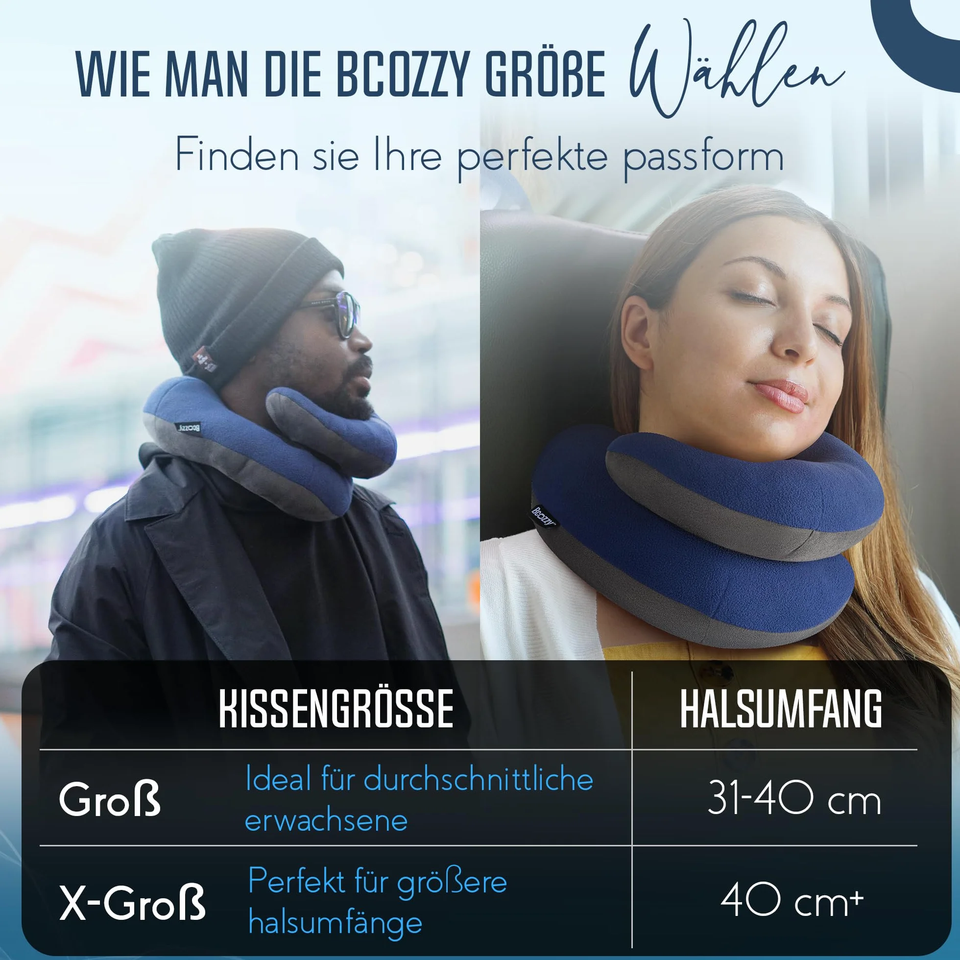 BCOZZY Poduszka pod kark w podróży, zapewnia podwójne podparcie głowy, karku i podbródka w każdej pozycji do spania podczas lotu, w samochodzie i w domu, wygodna poduszka podróżna, rozmiar L, czarny