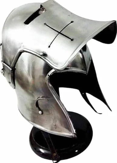 Knights Templar kask Barbuta, średniowieczna pancerz z wizjerem, ze szczotkowanej stali, rustykalny rekwizyt krzyżowca do kostiumów i dekoracji domu